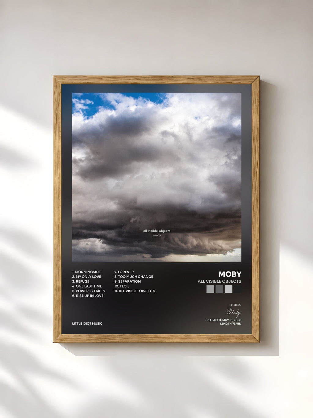#bois Tableau de l'album All Visible Objects de Moby, cadre en bois brut, imprimé et encadré en France