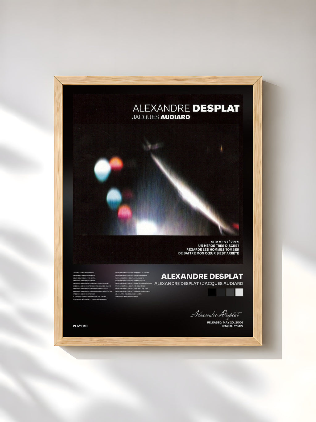 #bois Tableau de l'album Alexandre Desplat / Jacques Audiard de Alexandre Desplat, cadre en bois brut, imprimé et encadré en France