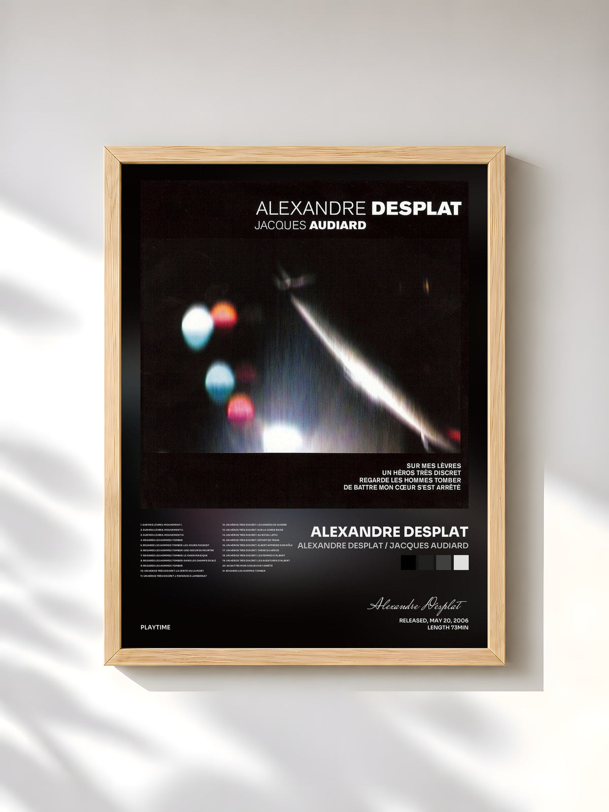 #bois Tableau de l'album Alexandre Desplat / Jacques Audiard de Alexandre Desplat, cadre en bois brut, imprimé et encadré en France