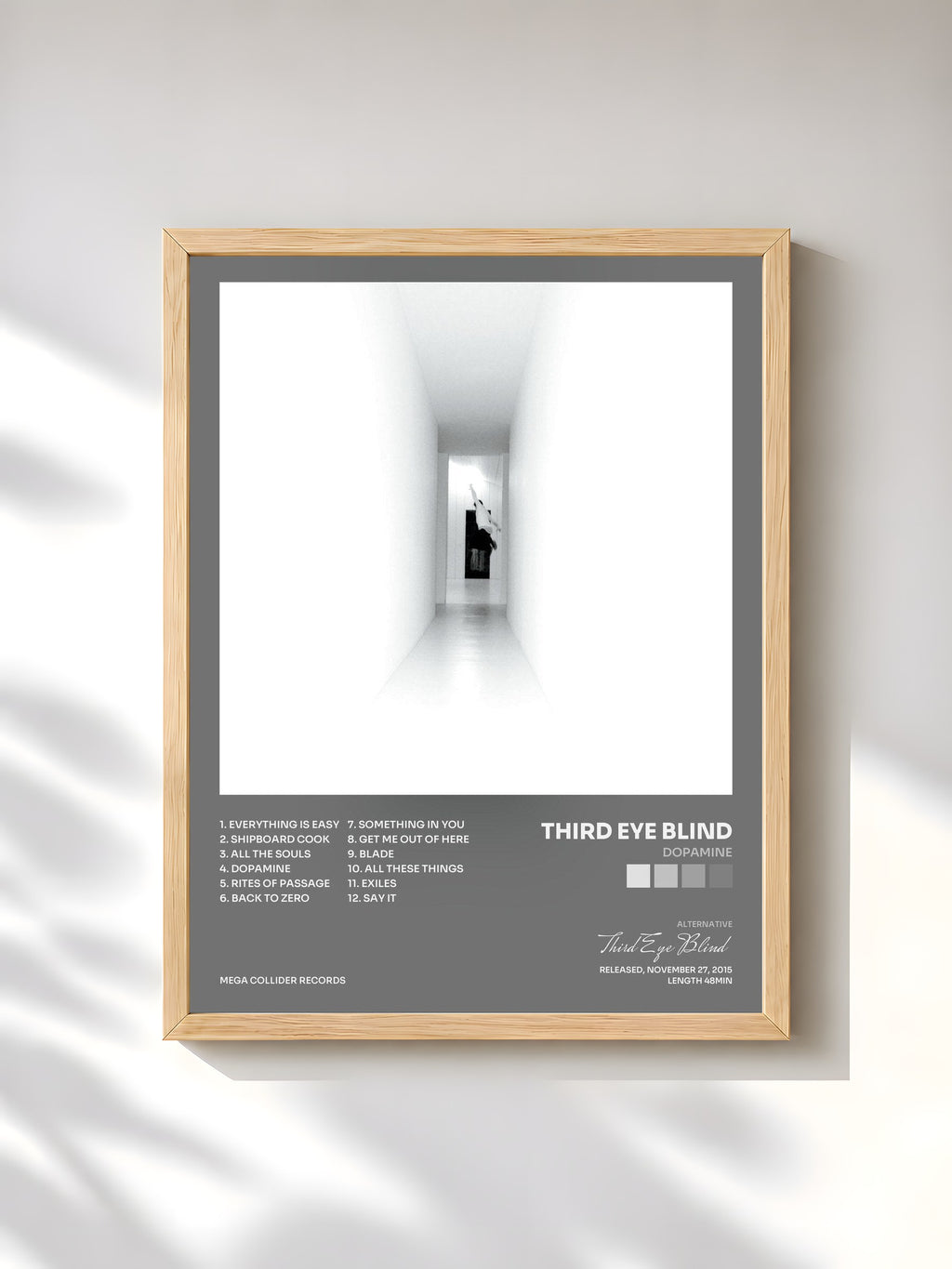 #bois Tableau de l'album Dopamine de Third Eye Blind, cadre en bois brut, imprimé et encadré en France