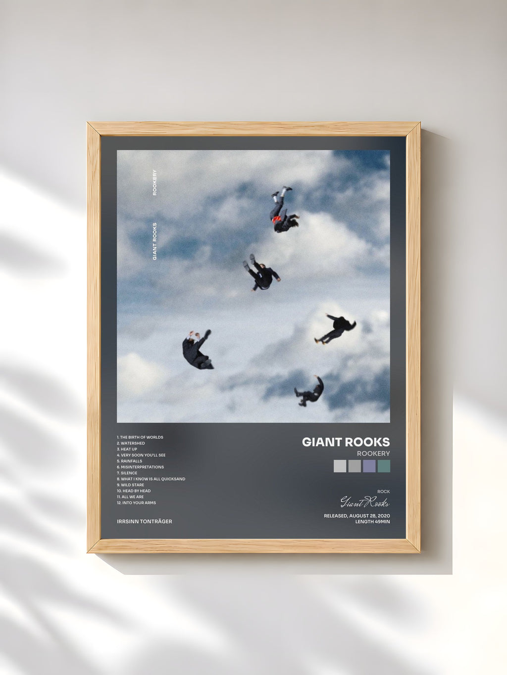 #bois Tableau de l'album ROOKERY de Giant Rooks, cadre en bois brut, imprimé et encadré en France