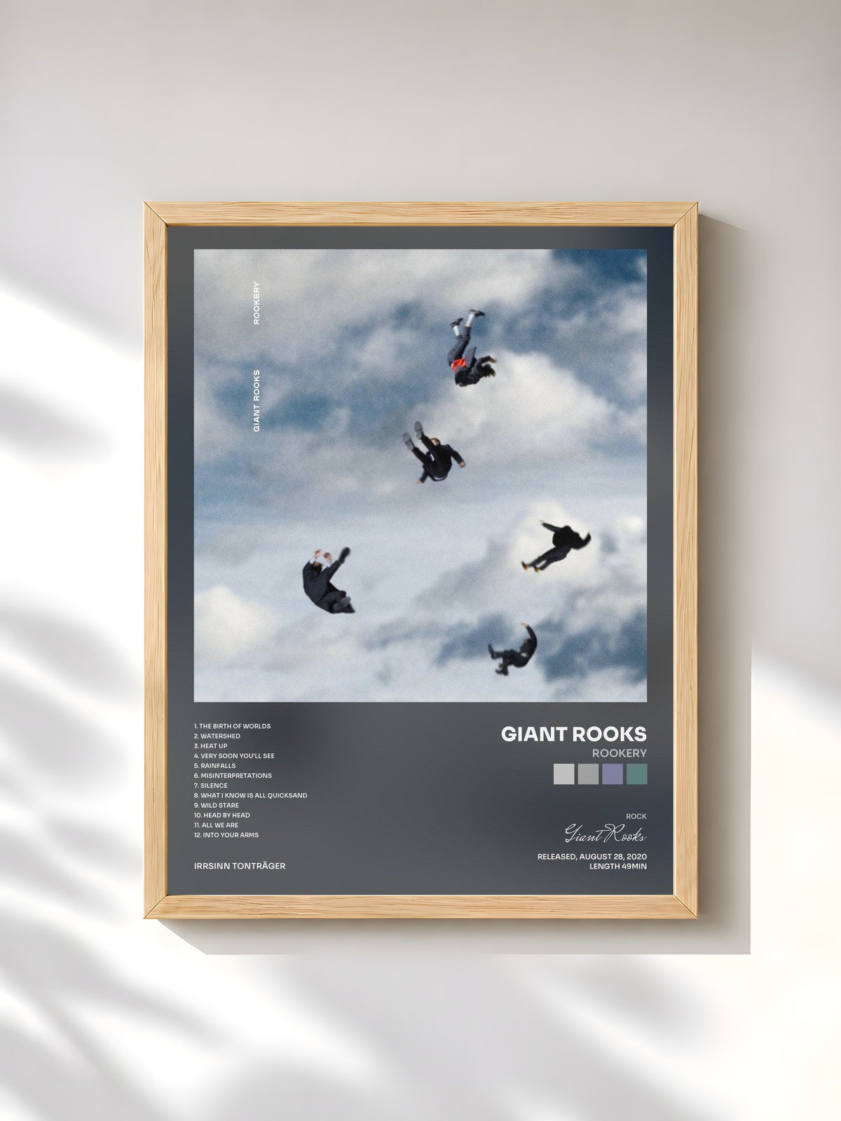 #bois Tableau de l'album ROOKERY de Giant Rooks, cadre en bois brut, imprimé et encadré en France