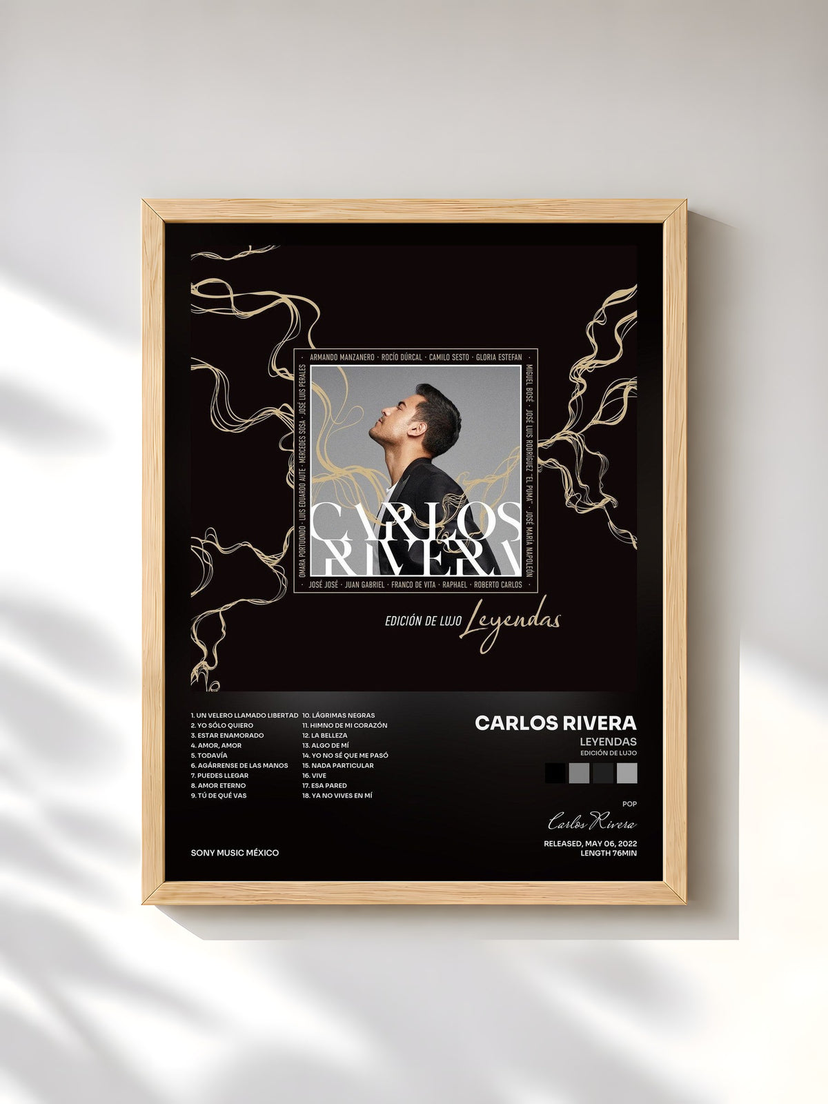 #bois Tableau de l'album Leyendas (Edición de Lujo) de Carlos Rivera, cadre en bois brut, imprimé et encadré en France