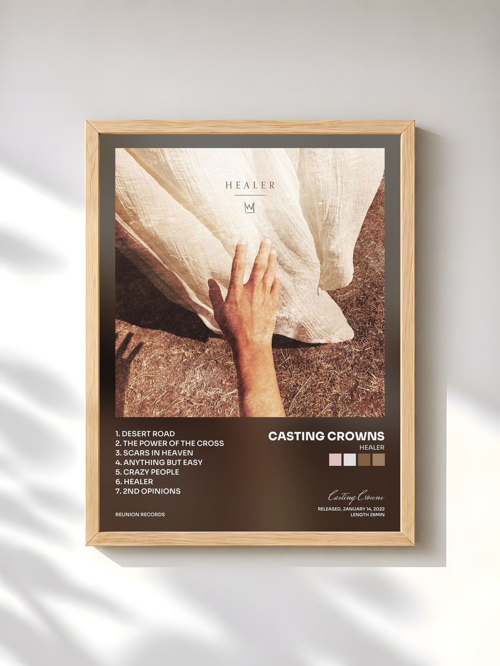 #bois Tableau de l'album Healer de Casting Crowns, cadre en bois brut, imprimé et encadré en France
