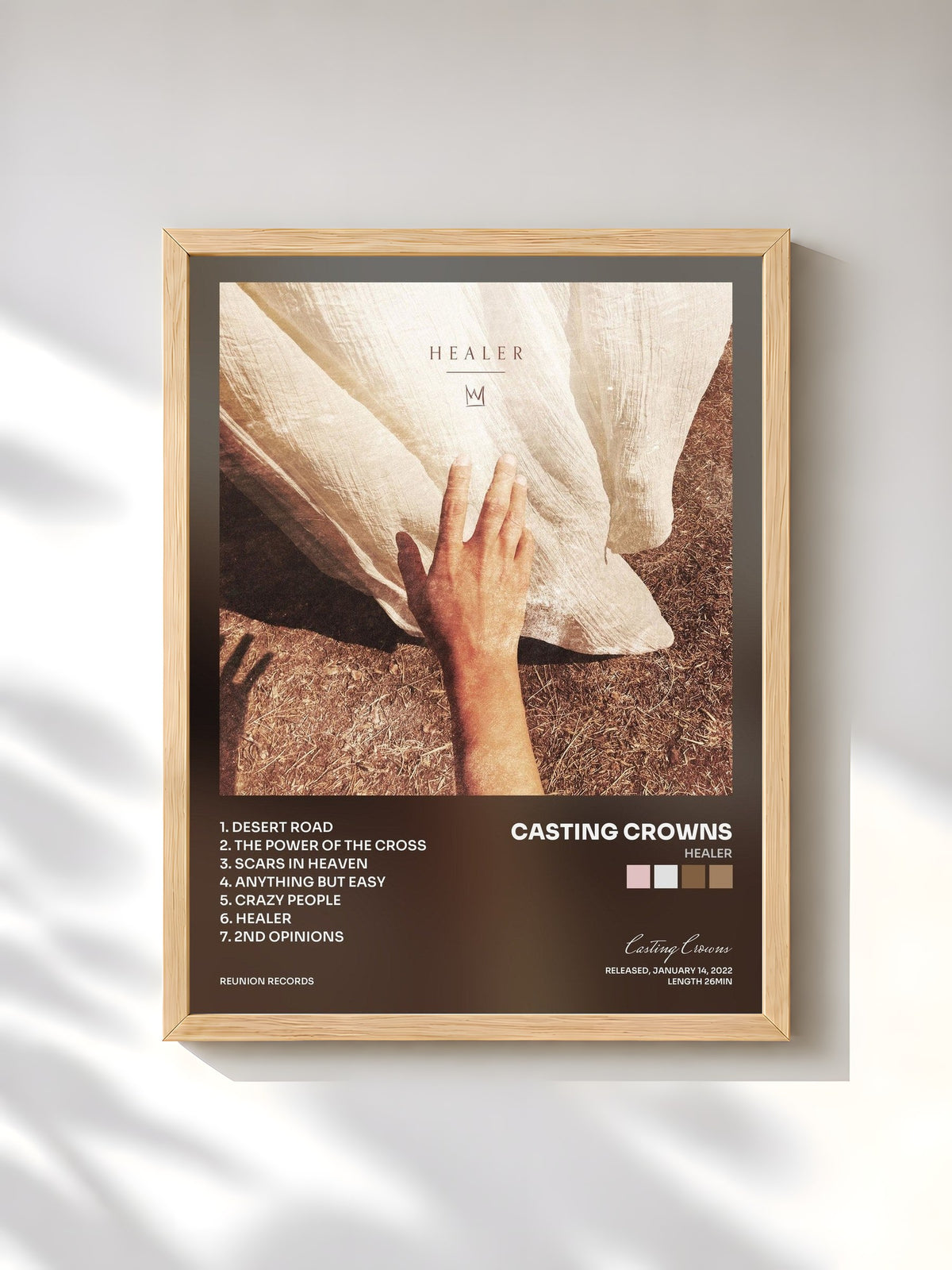 #bois Tableau de l'album Healer de Casting Crowns, cadre en bois brut, imprimé et encadré en France