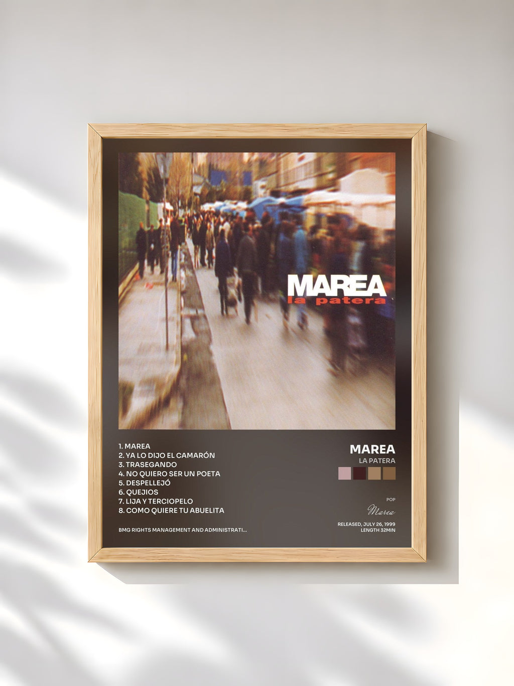 #bois Tableau de l'album La Patera de Marea, cadre en bois brut, imprimé et encadré en France