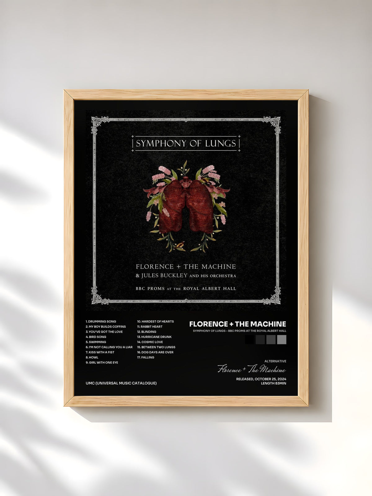 #bois Tableau de l'album Symphony of Lungs - BBC Proms at the Royal Albert Hall de Florence + The Machine, cadre en bois brut, imprimé et encadré en France