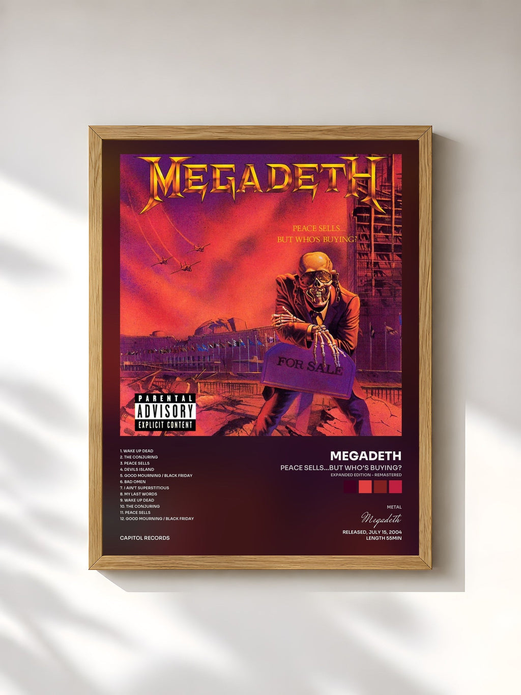 #bois Tableau de l'album Peace Sells...But Who's Buying? (Expanded Edition - Remastered) de Megadeth, cadre en bois brut, imprimé et encadré en France