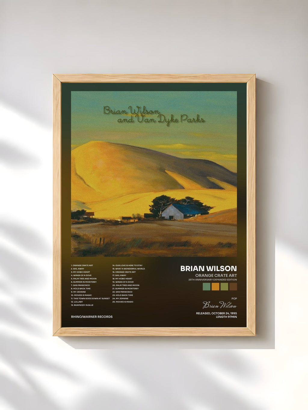 #bois Tableau de l'album Orange Crate Art (25th Anniversary Expanded Edition) de Brian Wilson, cadre en bois brut, imprimé et encadré en France