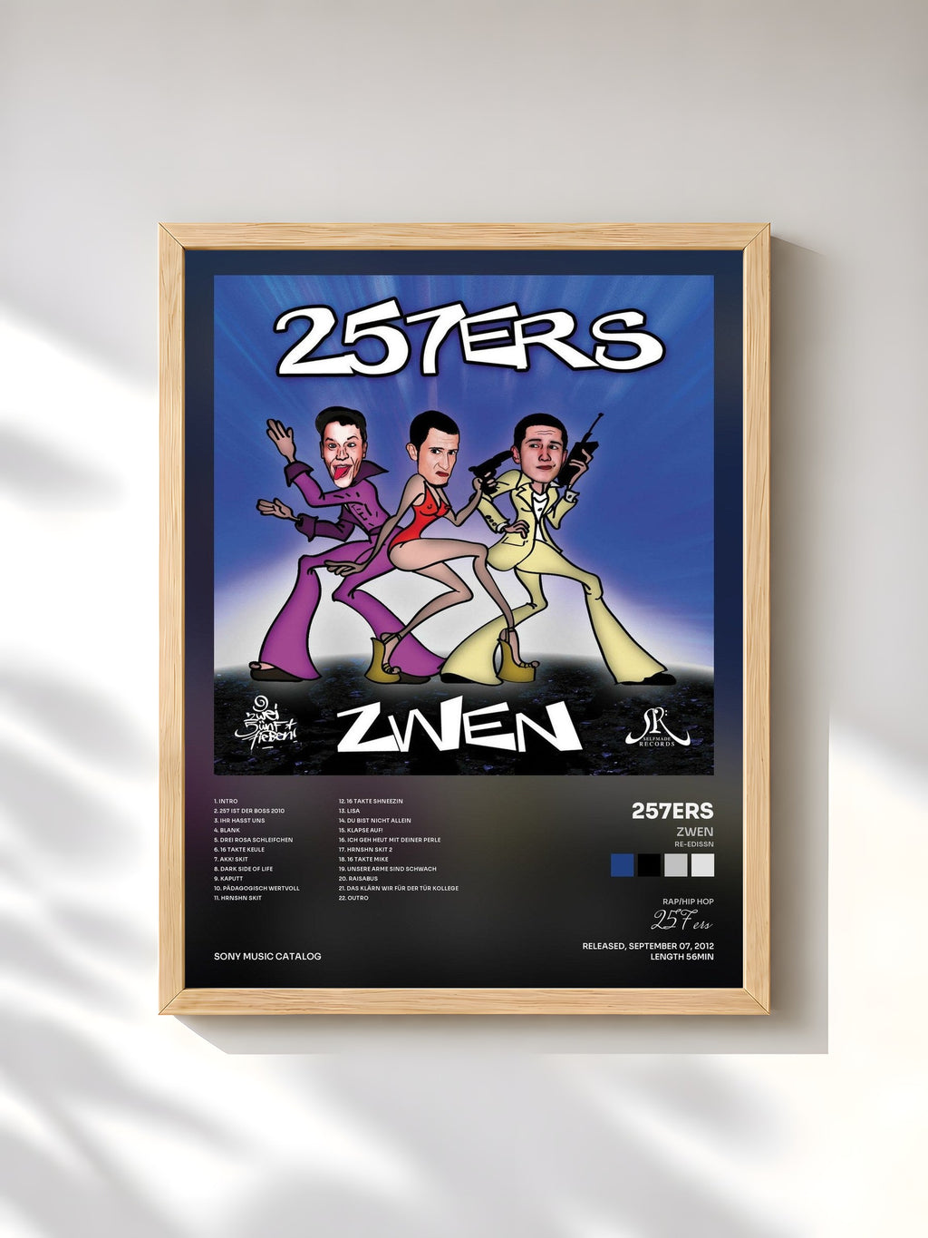 #bois Tableau de l'album Zwen (Re-Edissn) de 257ers, cadre en bois brut, imprimé et encadré en France