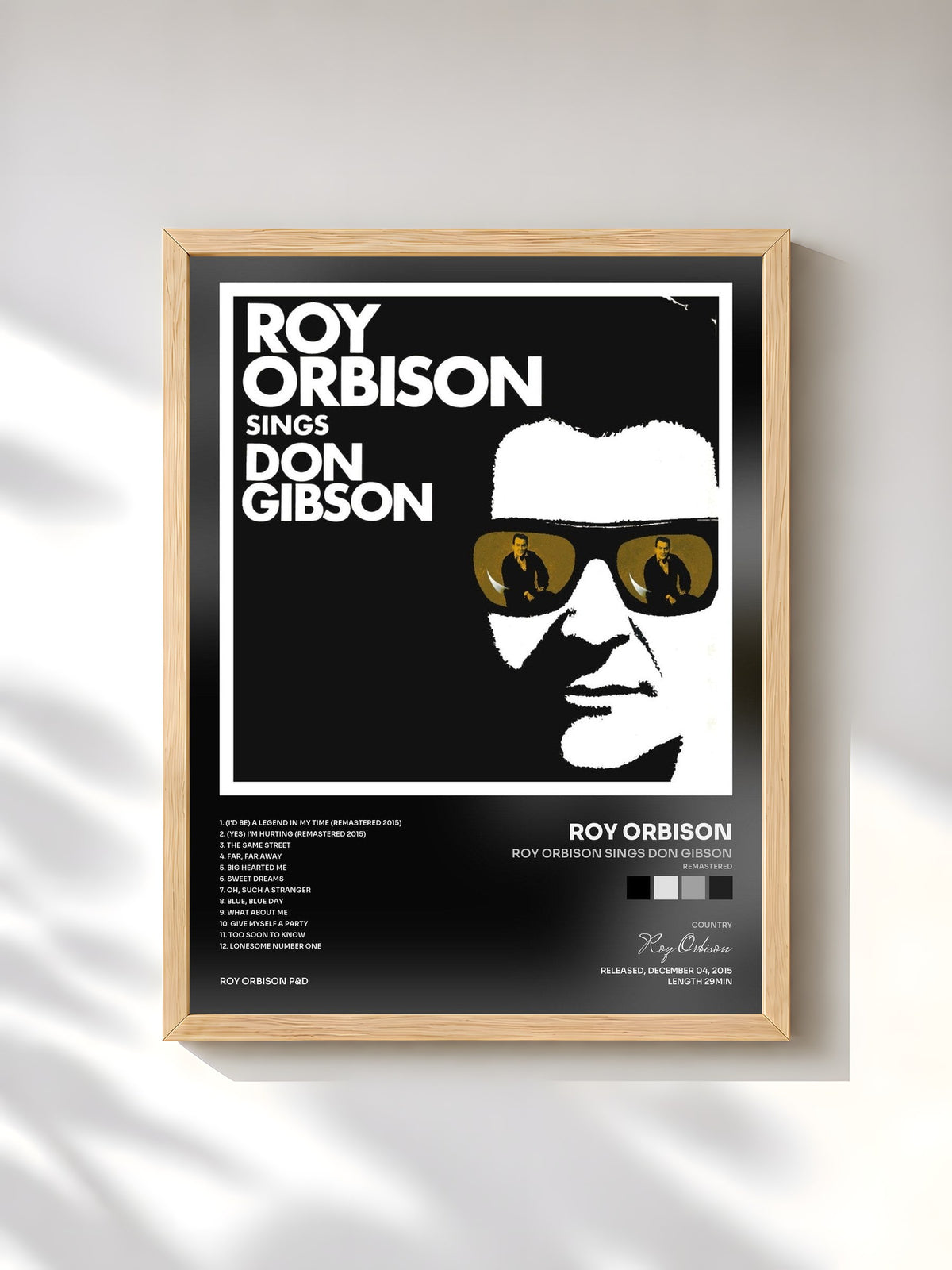 #bois Tableau de l'album Roy Orbison Sings Don Gibson (Remastered) de Roy Orbison, cadre en bois brut, imprimé et encadré en France
