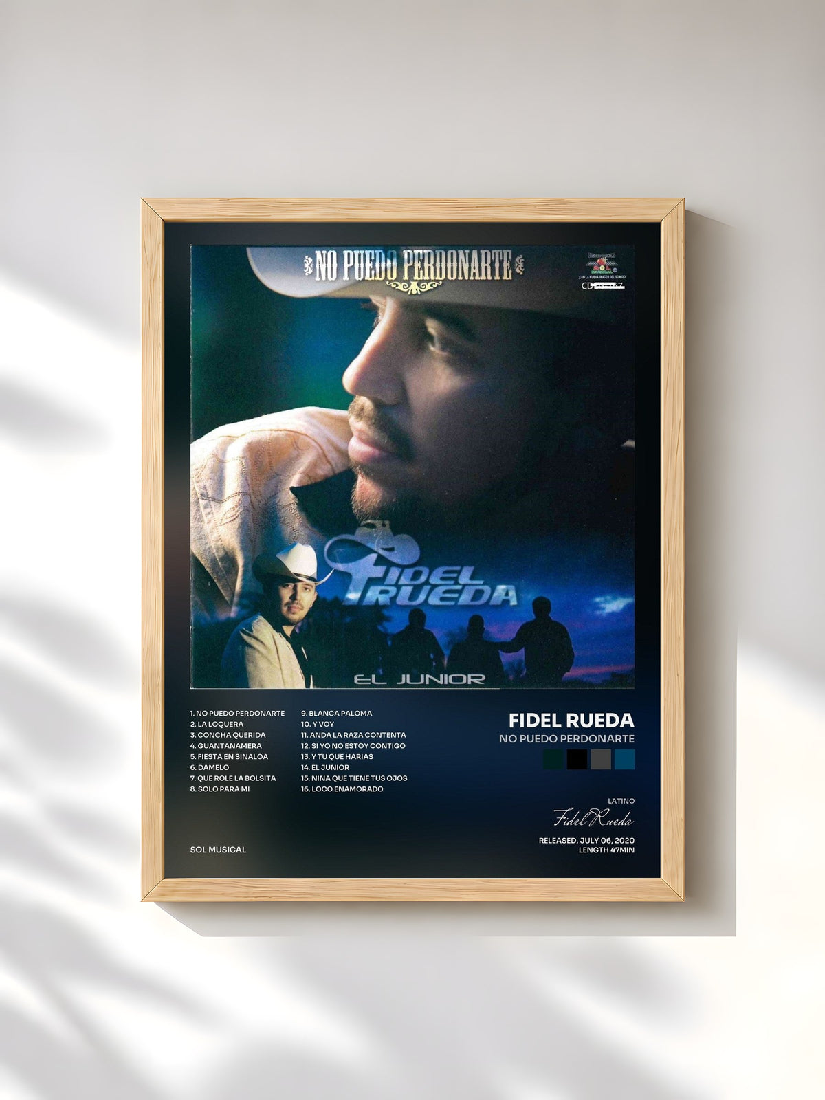 #bois Tableau de l'album No Puedo Perdonarte de Fidel Rueda, cadre en bois brut, imprimé et encadré en France