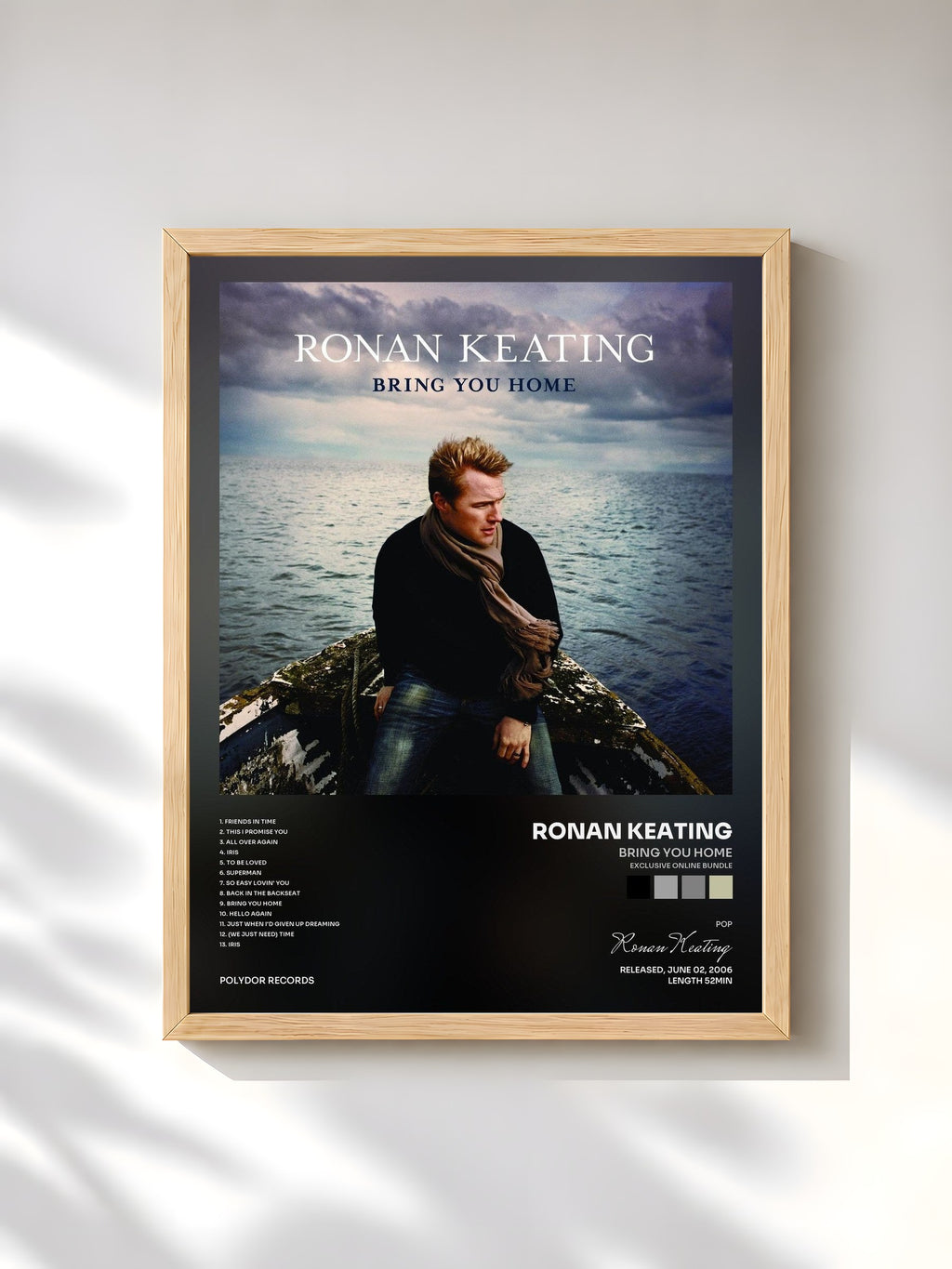 #bois Tableau de l'album Bring You Home (exclusive online bundle) de Ronan Keating, cadre en bois brut, imprimé et encadré en France