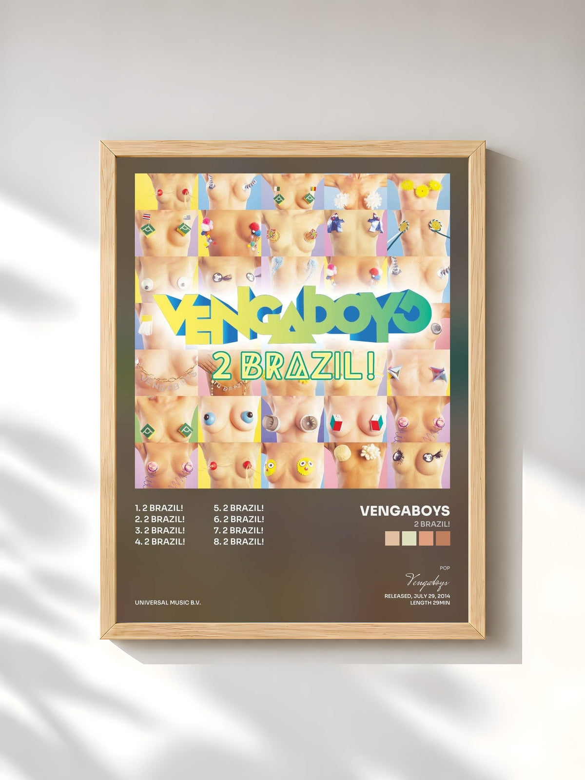 #bois Tableau de l'album 2 Brazil! de Vengaboys, cadre en bois brut, imprimé et encadré en France