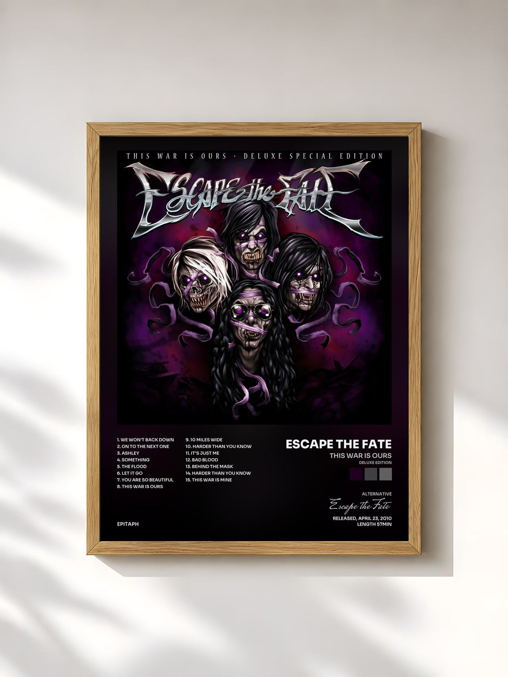 #bois Tableau de l'album This War Is Ours (Deluxe Edition) de Escape the Fate, cadre en bois brut, imprimé et encadré en France