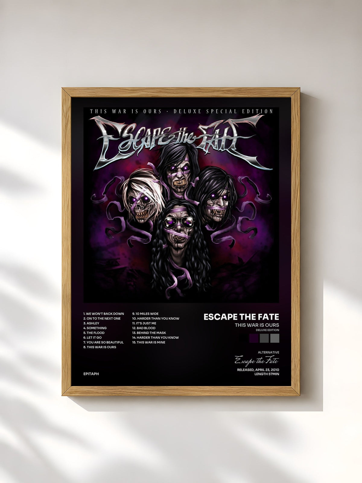 #bois Tableau de l'album This War Is Ours (Deluxe Edition) de Escape the Fate, cadre en bois brut, imprimé et encadré en France