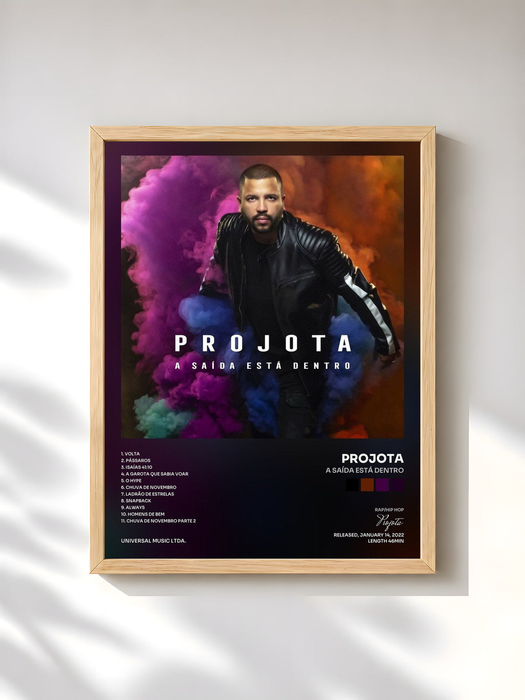 #bois Tableau de l'album A Saída Está Dentro de Projota, cadre en bois brut, imprimé et encadré en France