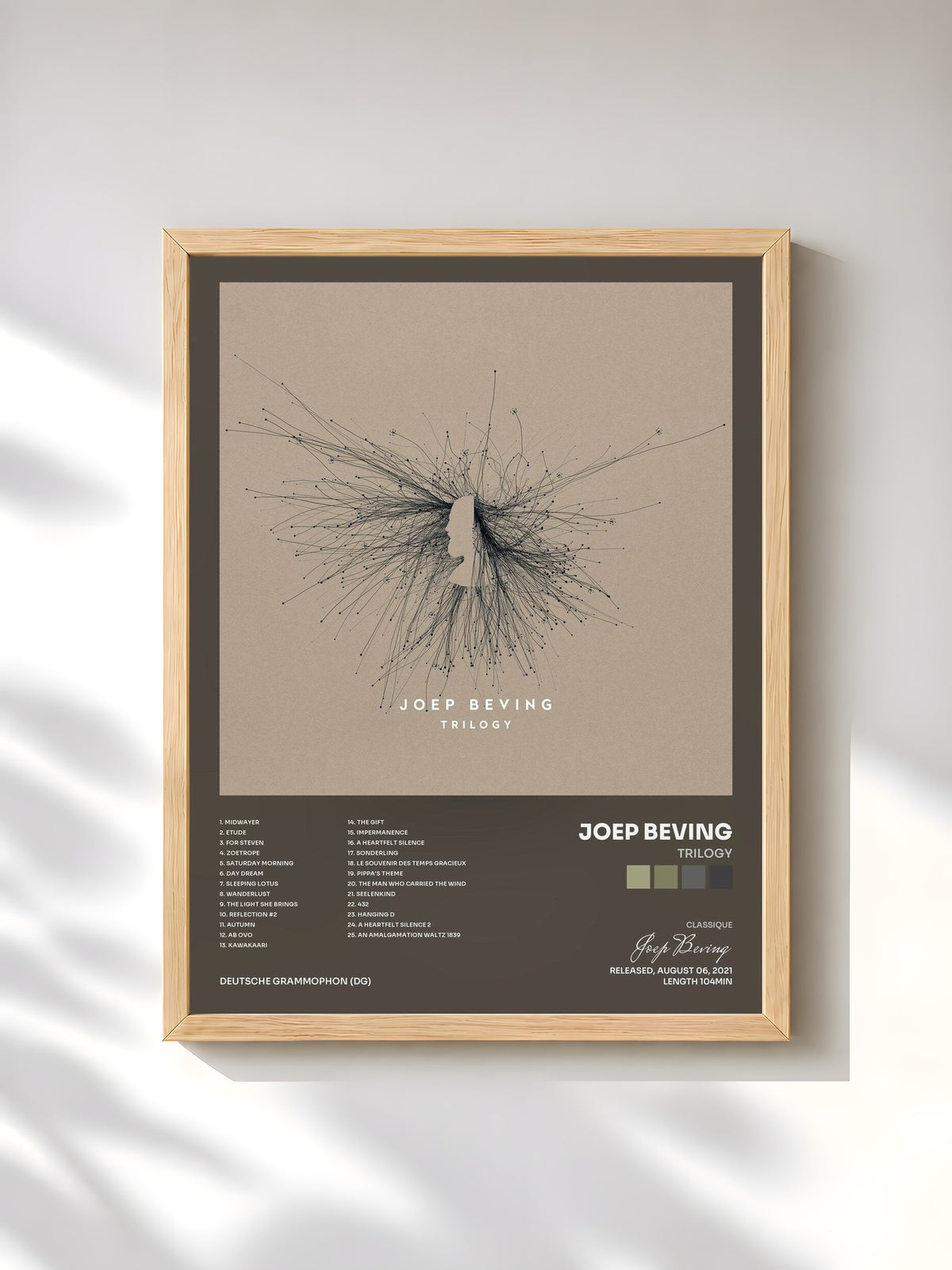 #bois Tableau de l'album Trilogy de Joep Beving, cadre en bois brut, imprimé et encadré en France