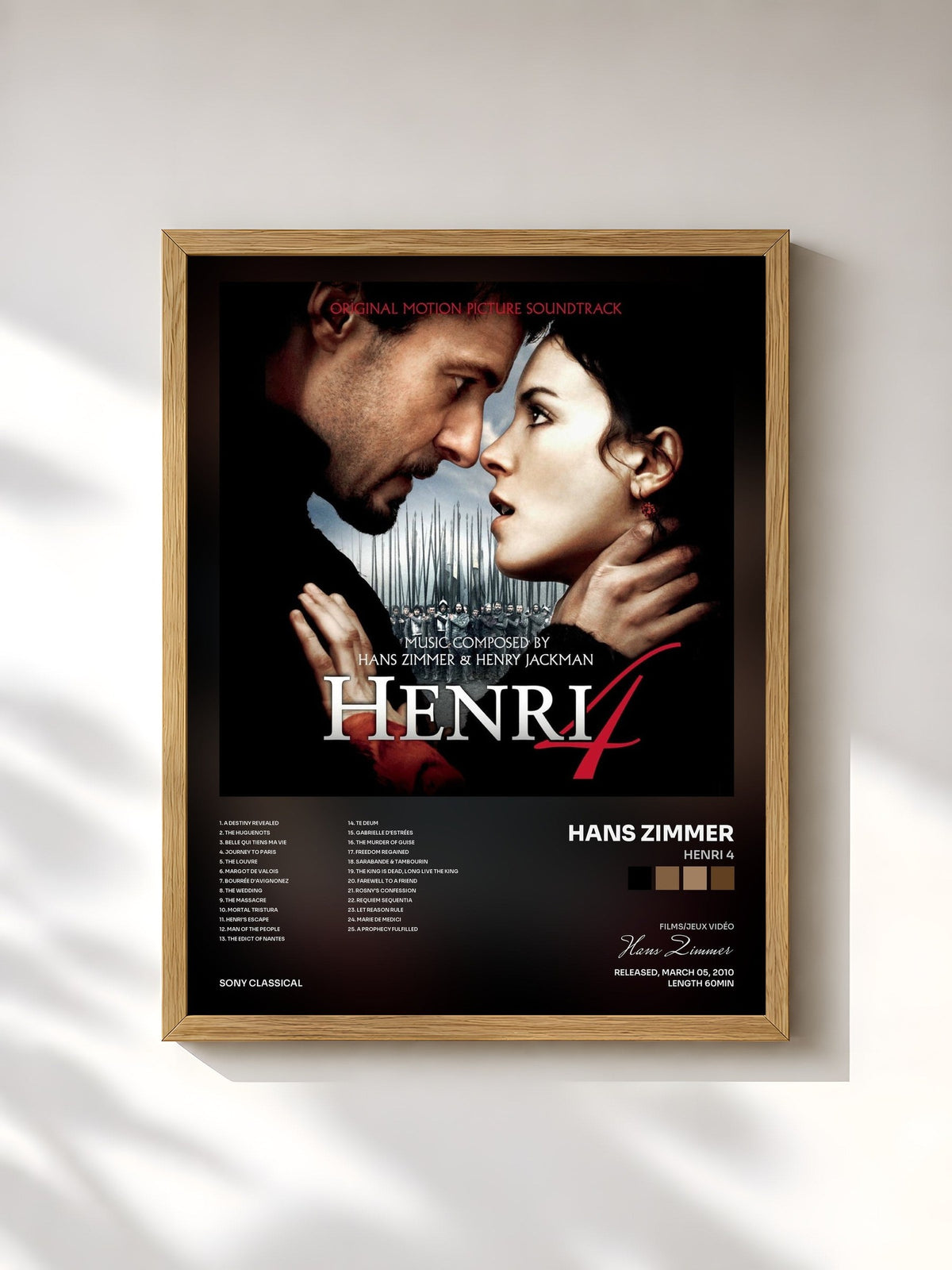 #bois Tableau de l'album Henri 4 de Hans Zimmer, cadre en bois brut, imprimé et encadré en France