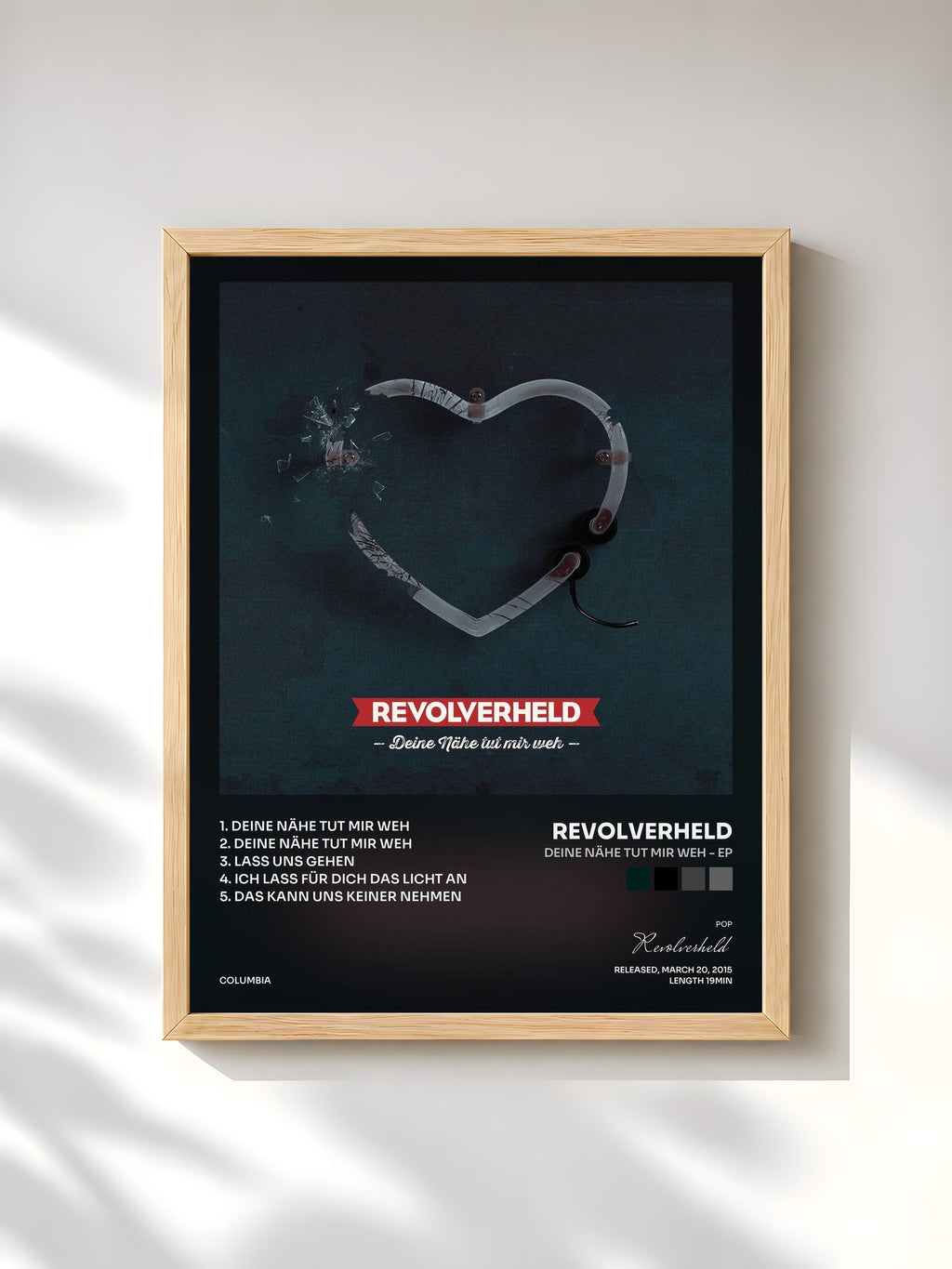 #bois Tableau de l'album Deine Nähe tut mir weh - EP de Revolverheld, cadre en bois brut, imprimé et encadré en France