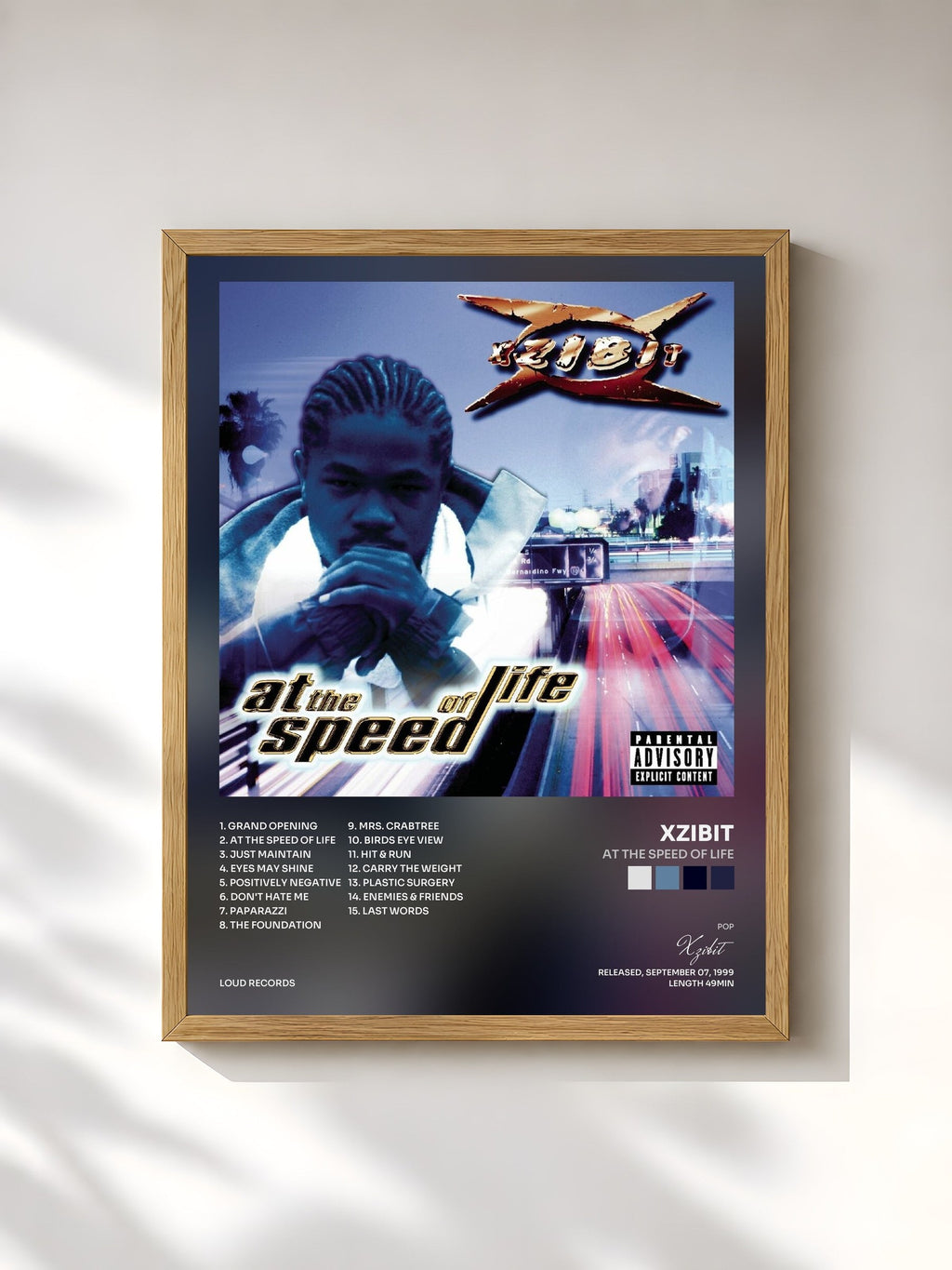 #bois Tableau de l'album At The Speed Of Life de Xzibit, cadre en bois brut, imprimé et encadré en France