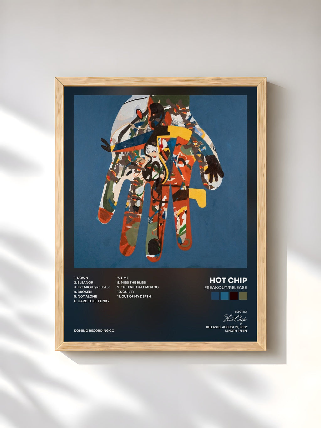 #bois Tableau de l'album Freakout/Release de Hot Chip, cadre en bois brut, imprimé et encadré en France