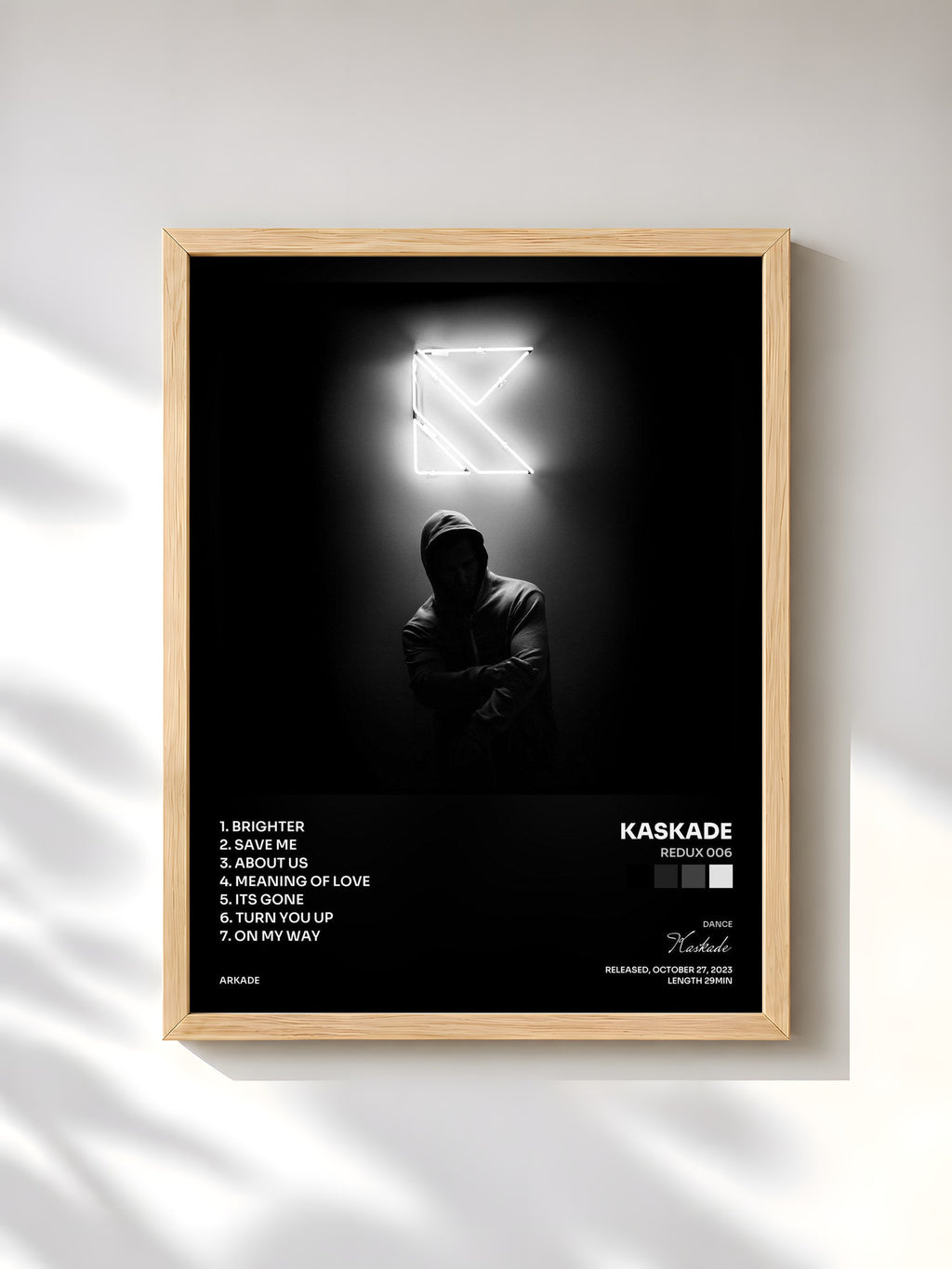 #bois Tableau de l'album REDUX 006 de Kaskade, cadre en bois brut, imprimé et encadré en France