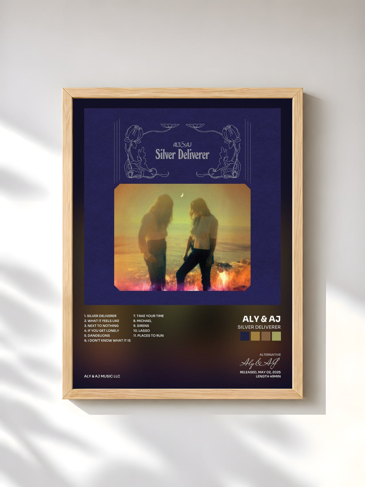 #bois Tableau de l'album Silver Deliverer de Aly & AJ, cadre en bois brut, imprimé et encadré en France