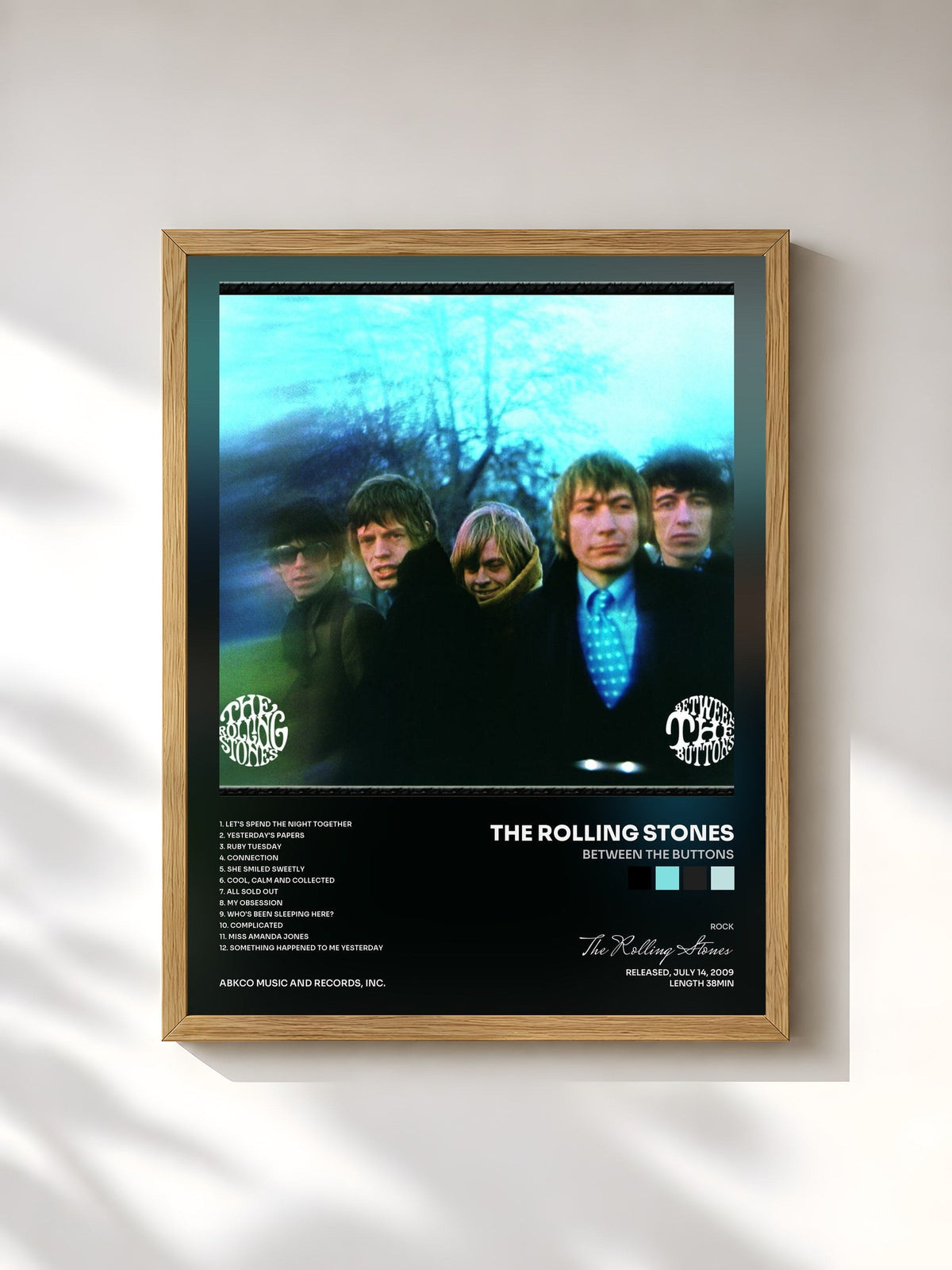 #bois Tableau de l'album Between The Buttons de The Rolling Stones, cadre en bois brut, imprimé et encadré en France