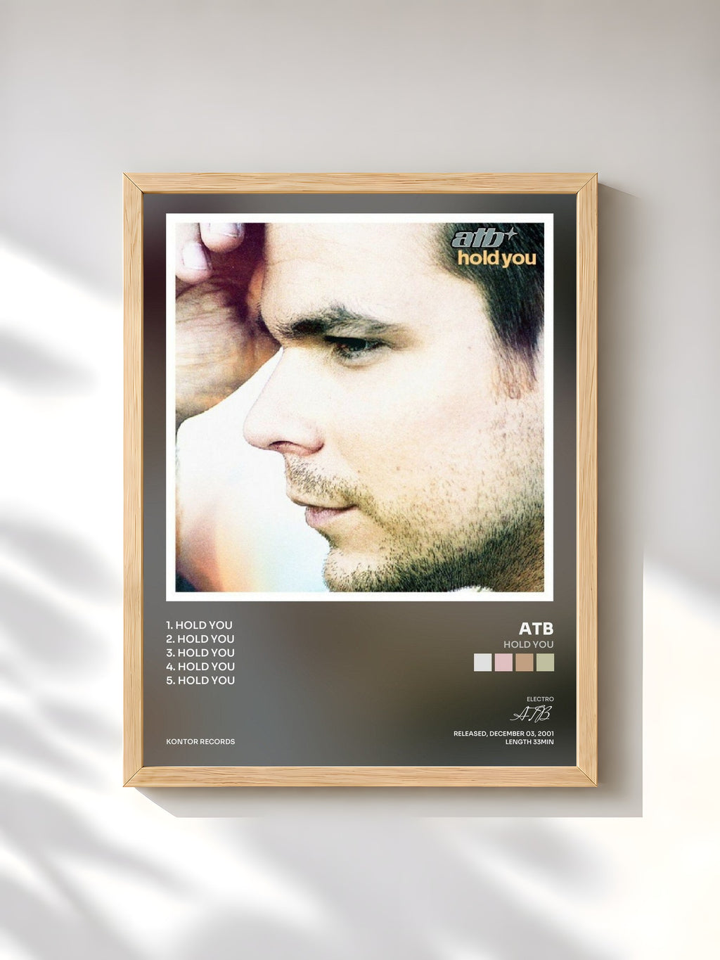 #bois Tableau de l'album Hold You de ATB, cadre en bois brut, imprimé et encadré en France