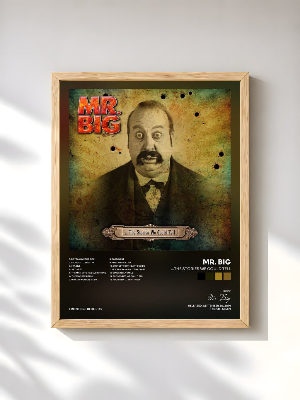 #bois Tableau de l'album ...The Stories We Could Tell de Mr. Big, cadre en bois brut, imprimé et encadré en France