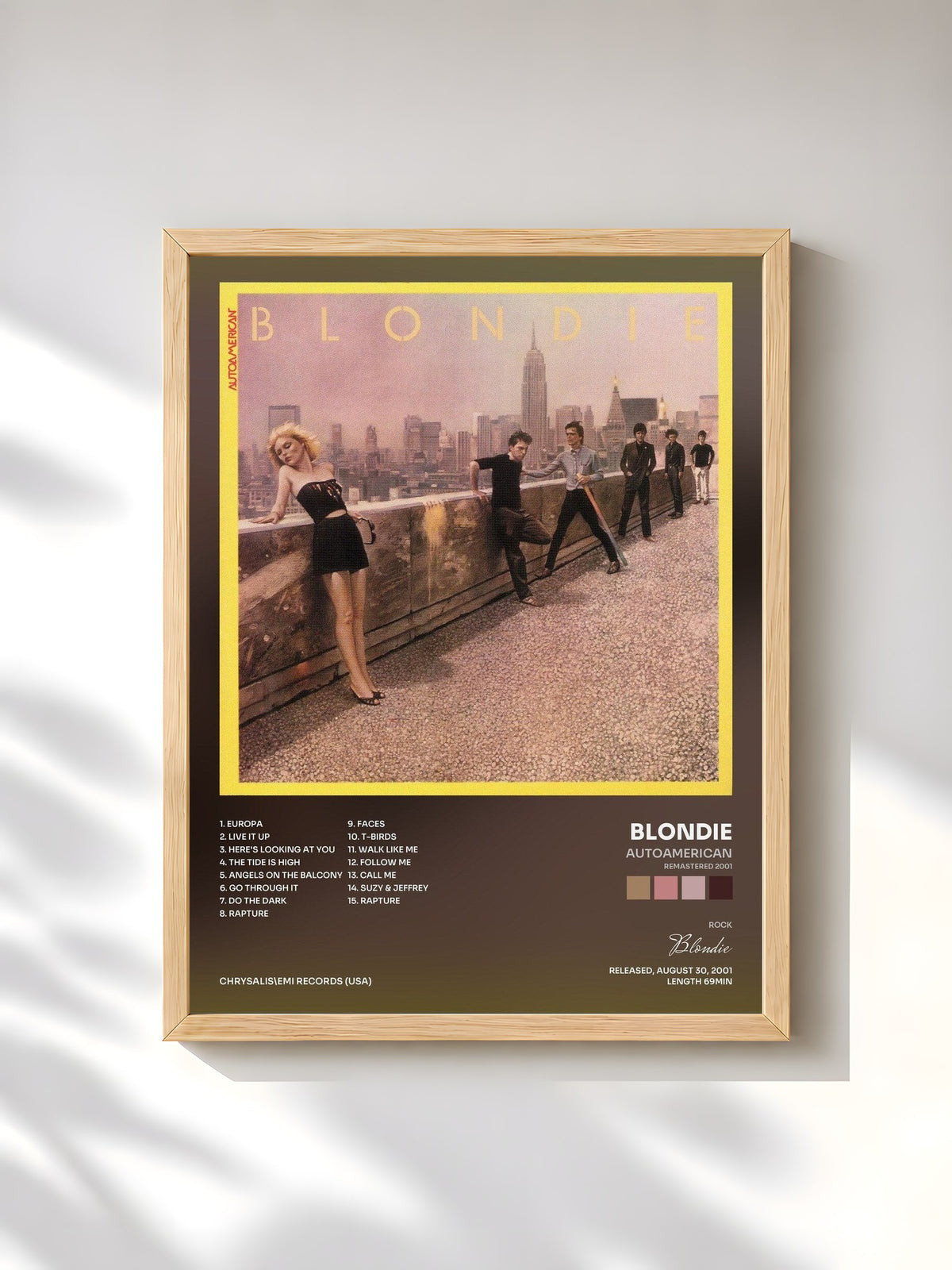 #bois Tableau de l'album Autoamerican (Remastered 2001) de Blondie, cadre en bois brut, imprimé et encadré en France
