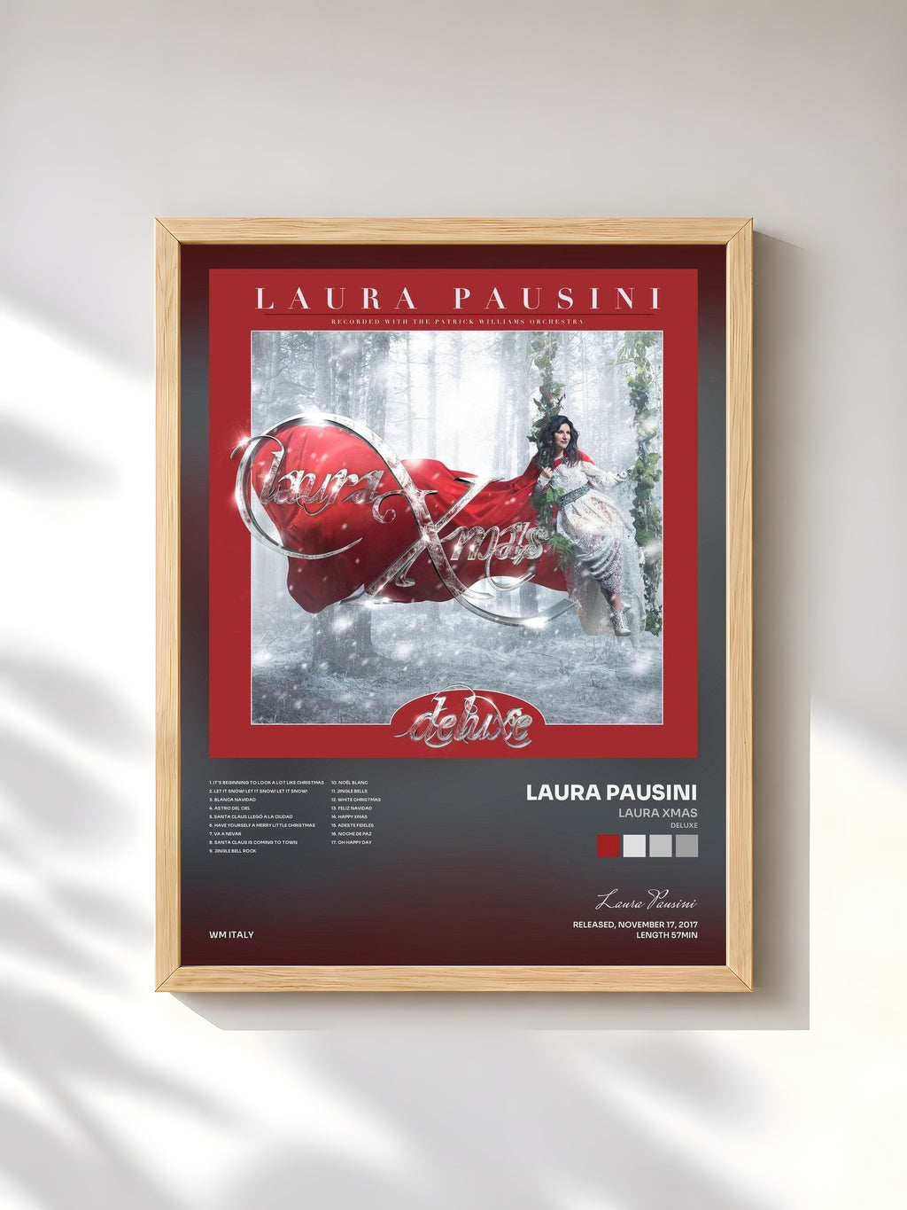 #bois Tableau de l'album Laura Xmas (Deluxe) de Laura Pausini, cadre en bois brut, imprimé et encadré en France