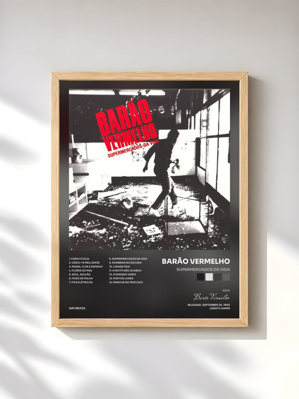 #bois Tableau de l'album Supermercados da Vida de Barão Vermelho, cadre en bois brut, imprimé et encadré en France