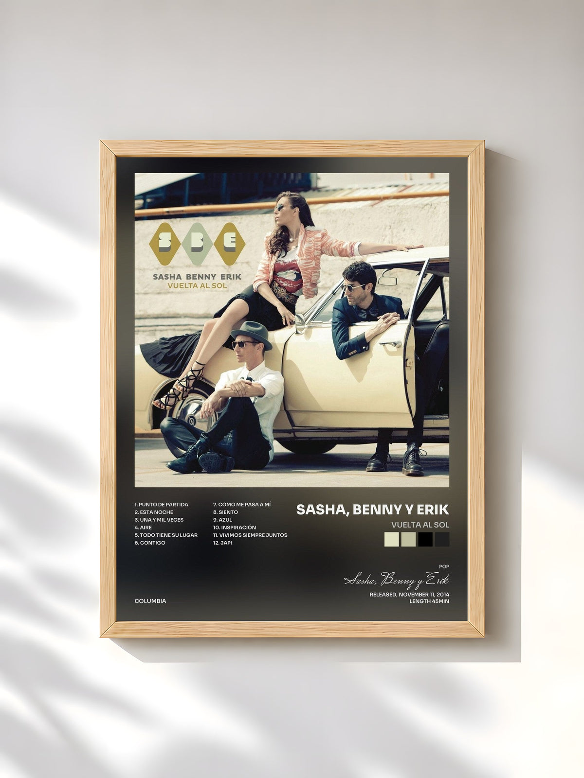 #bois Tableau de l'album Vuelta al Sol de Sasha, Benny y Erik, cadre en bois brut, imprimé et encadré en France