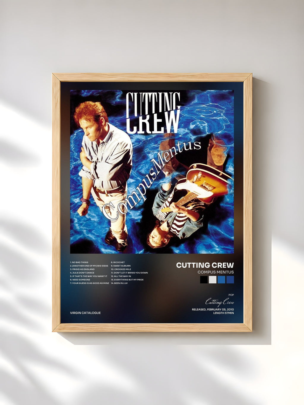 #bois Tableau de l'album Compus Mentus de Cutting Crew, cadre en bois brut, imprimé et encadré en France