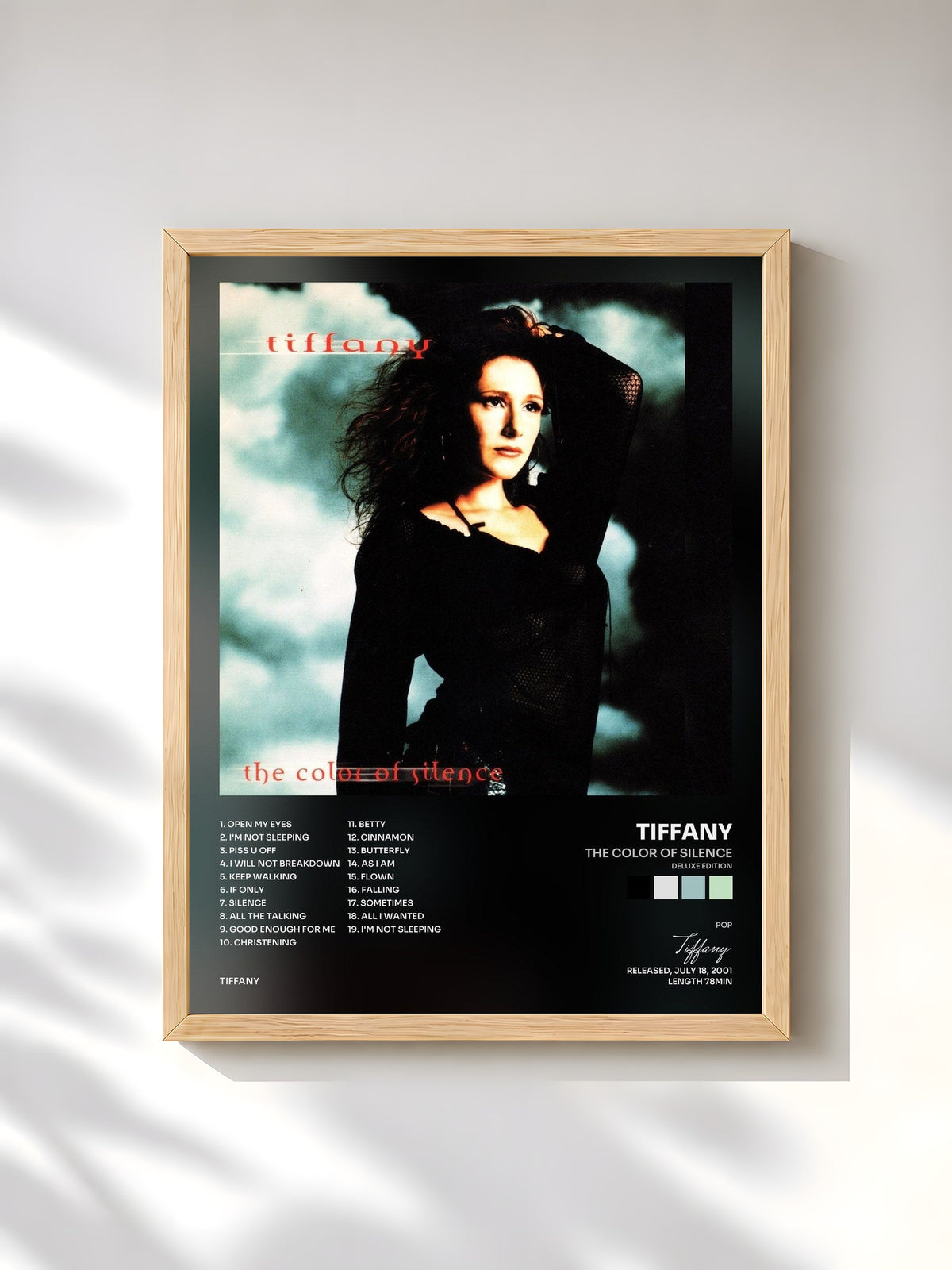 #bois Tableau de l'album The Color of Silence (Deluxe Edition) de Tiffany, cadre en bois brut, imprimé et encadré en France