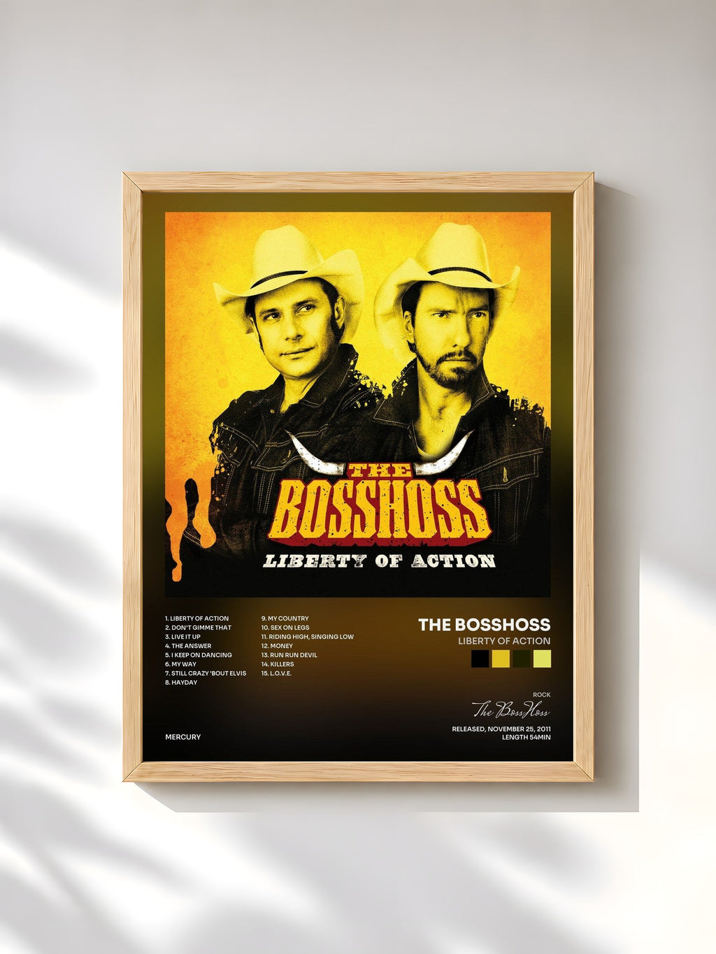 #bois Tableau de l'album Liberty Of Action de The BossHoss, cadre en bois brut, imprimé et encadré en France