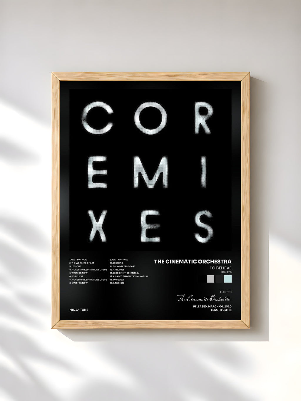 #bois Tableau de l'album To Believe (Remixes) de The Cinematic Orchestra, cadre en bois brut, imprimé et encadré en France