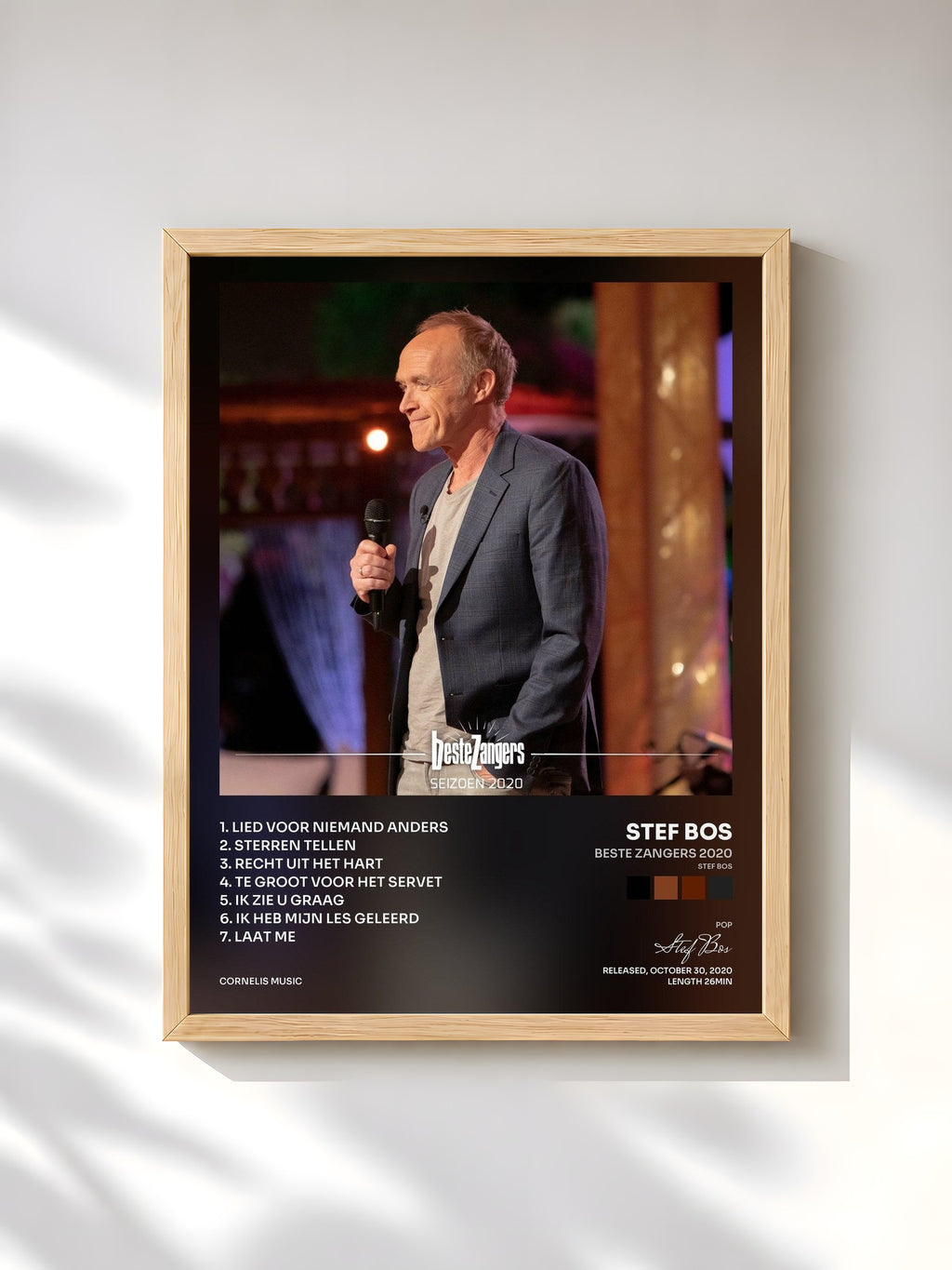 #bois Tableau de l'album Beste Zangers 2020 (Stef Bos) de Stef Bos, cadre en bois brut, imprimé et encadré en France
