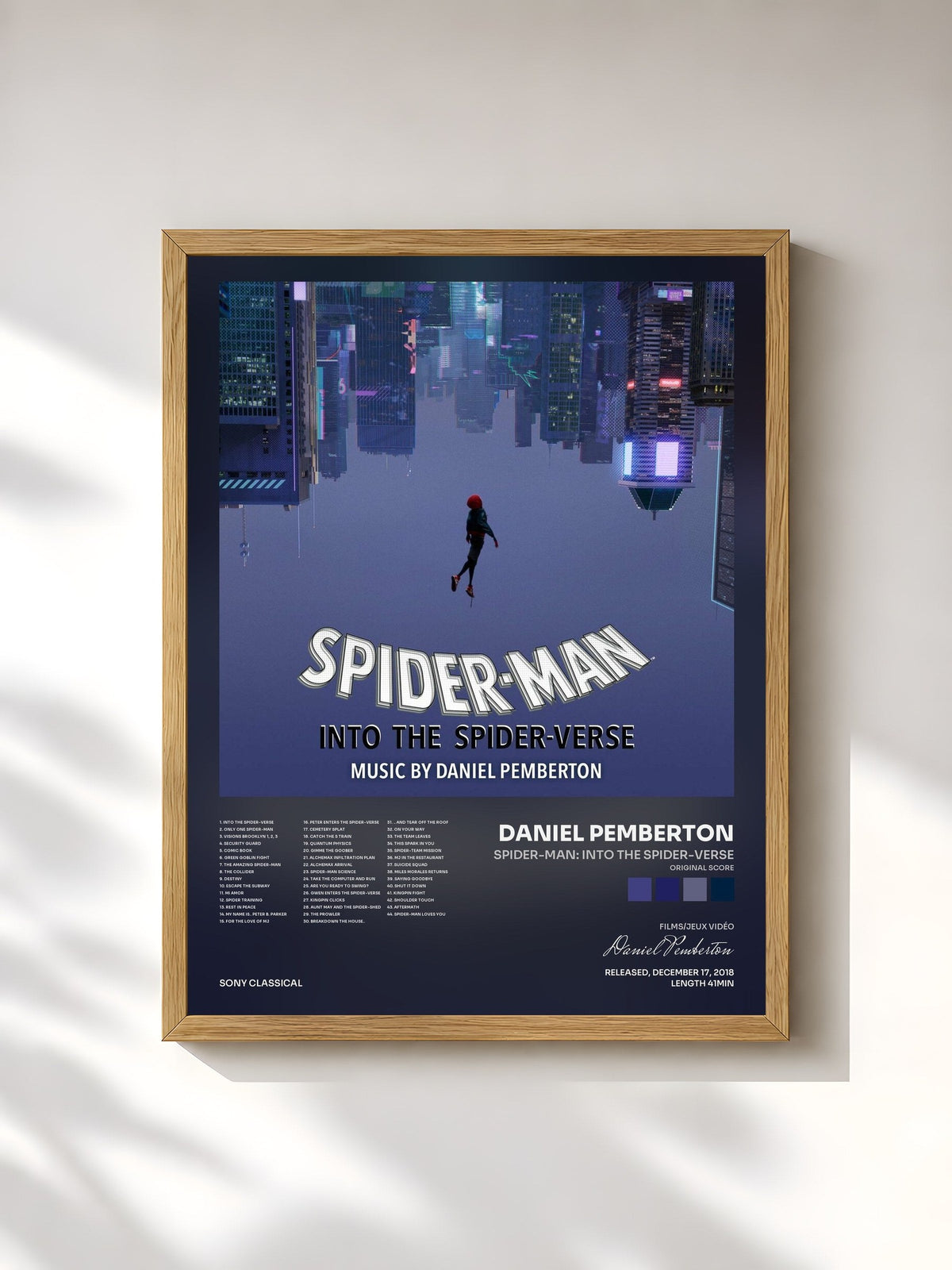 #bois Tableau de l'album Spider-Man: Into the Spider-Verse (Original Score) de Daniel Pemberton, cadre en bois brut, imprimé et encadré en France
