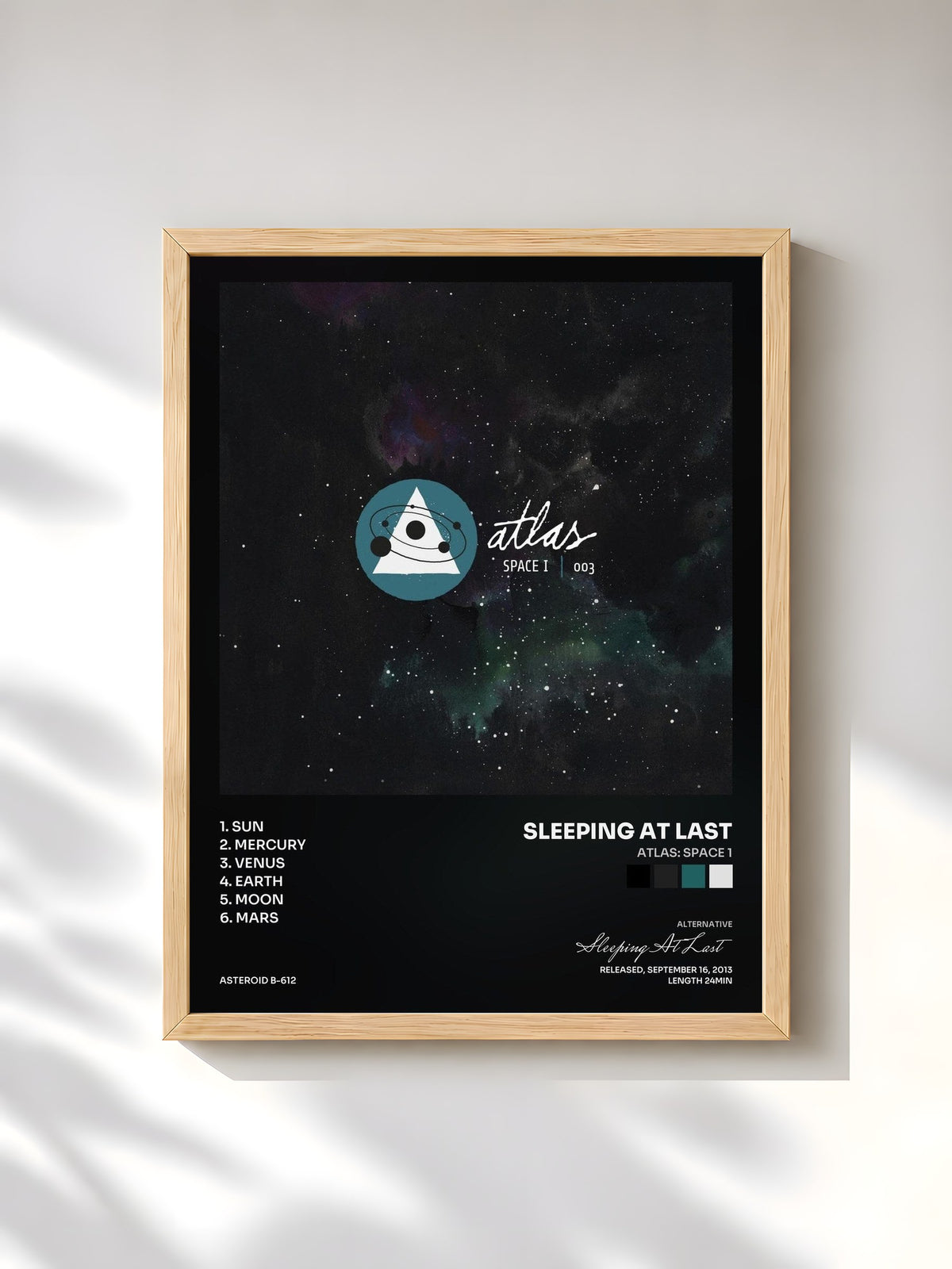 #bois Tableau de l'album Atlas: Space 1 de Sleeping At Last, cadre en bois brut, imprimé et encadré en France