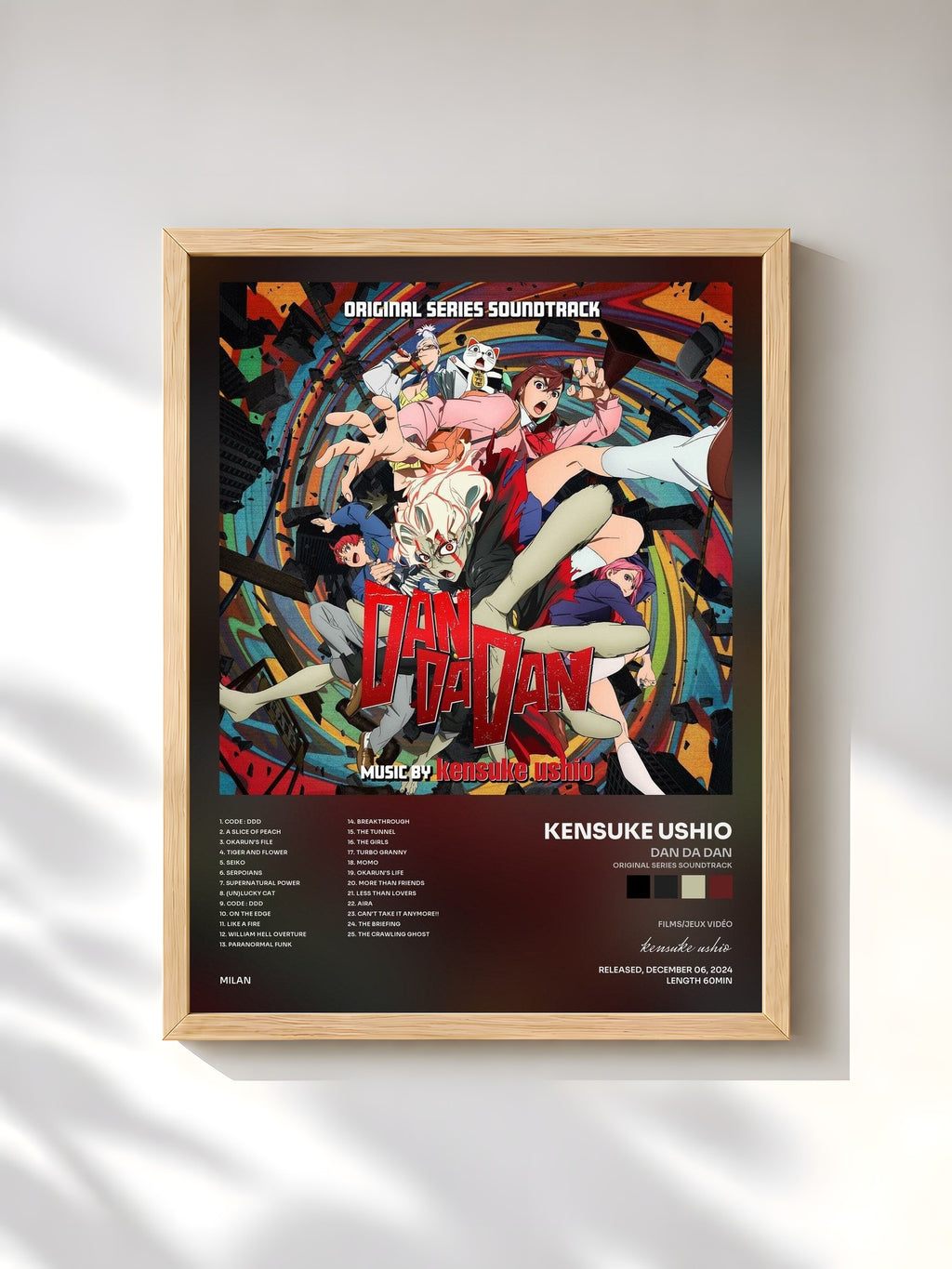 #bois Tableau de l'album Dan Da Dan (Original Series Soundtrack) de kensuke ushio, cadre en bois brut, imprimé et encadré en France