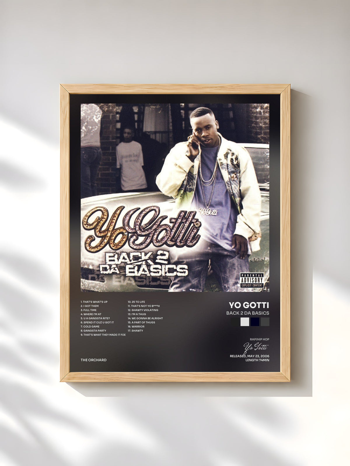 #bois Tableau de l'album Back 2 Da Basics de Yo Gotti, cadre en bois brut, imprimé et encadré en France