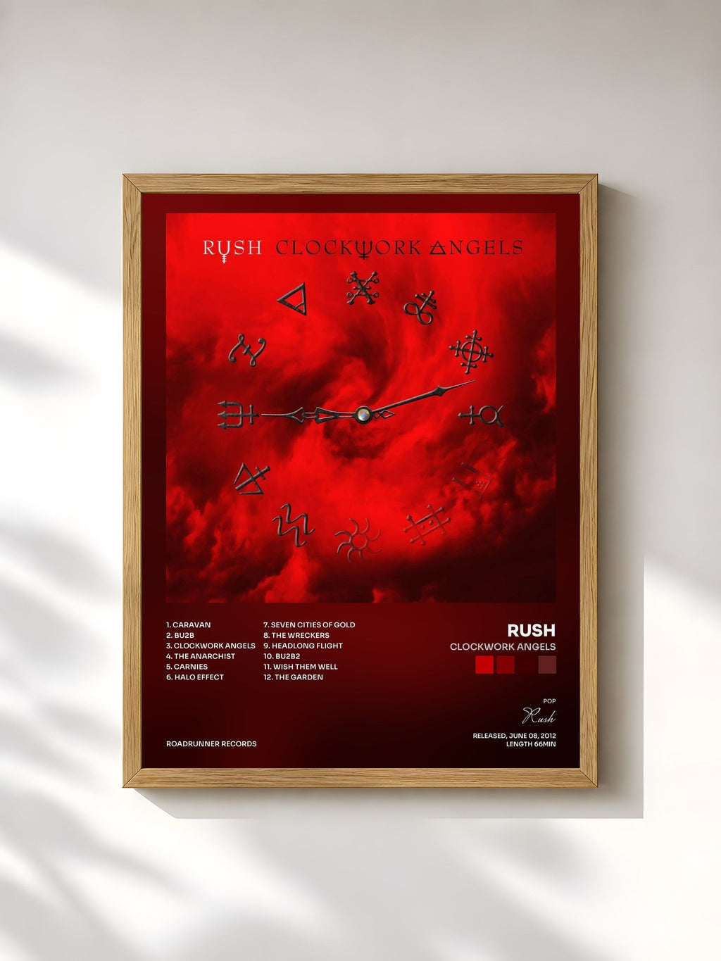 #bois Tableau de l'album Clockwork Angels de Rush, cadre en bois brut, imprimé et encadré en France