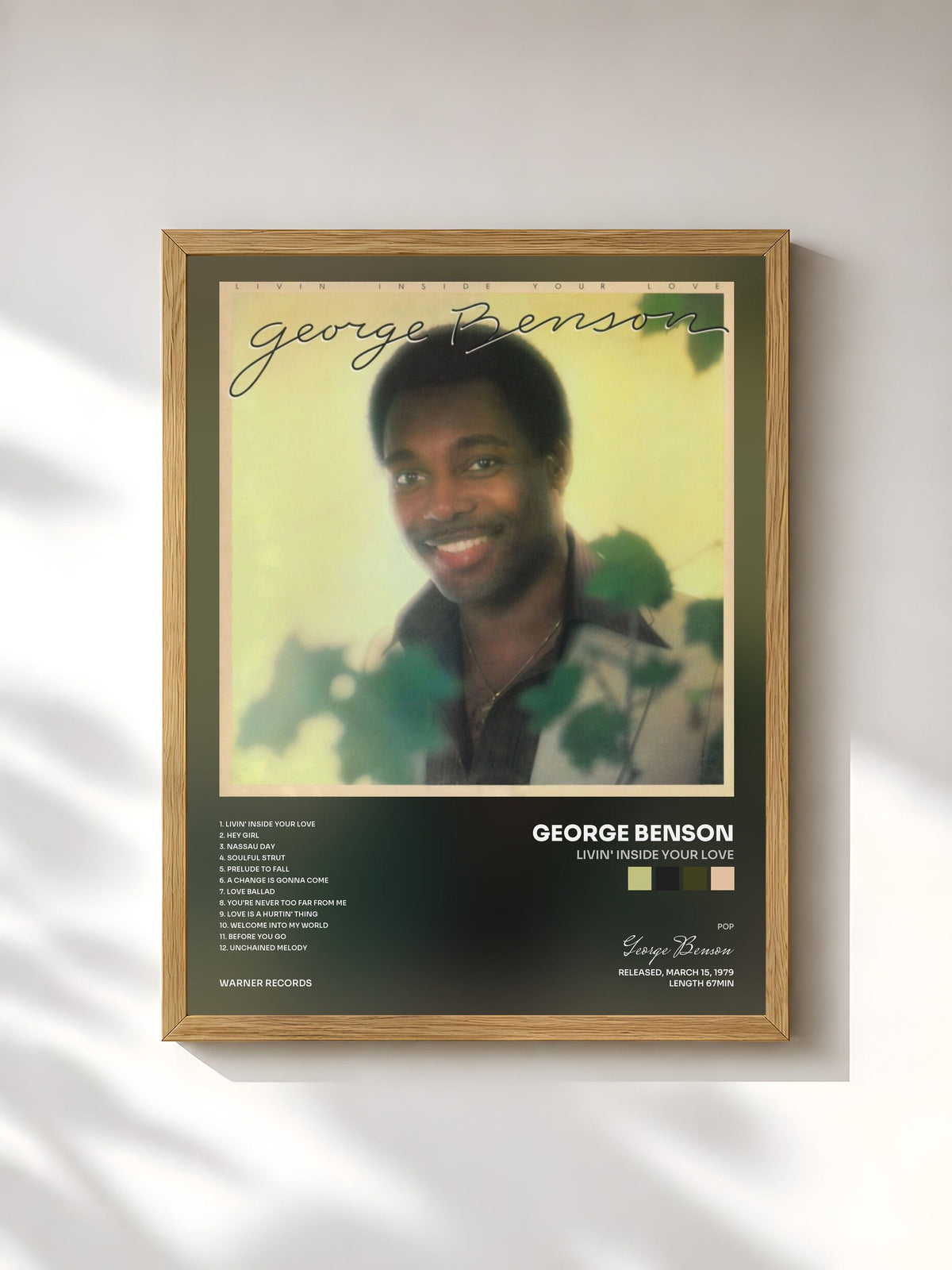 #bois Tableau de l'album Livin' Inside Your Love de George Benson, cadre en bois brut, imprimé et encadré en France