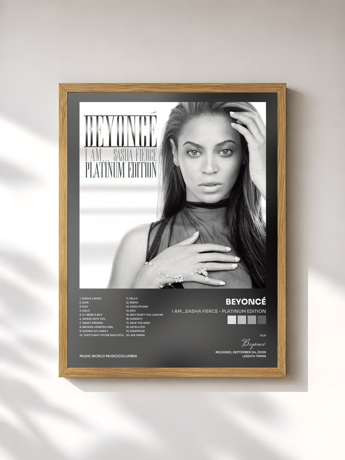 #bois Tableau de l'album I AM...SASHA FIERCE - Platinum Edition de Beyoncé, cadre en bois brut, imprimé et encadré en France