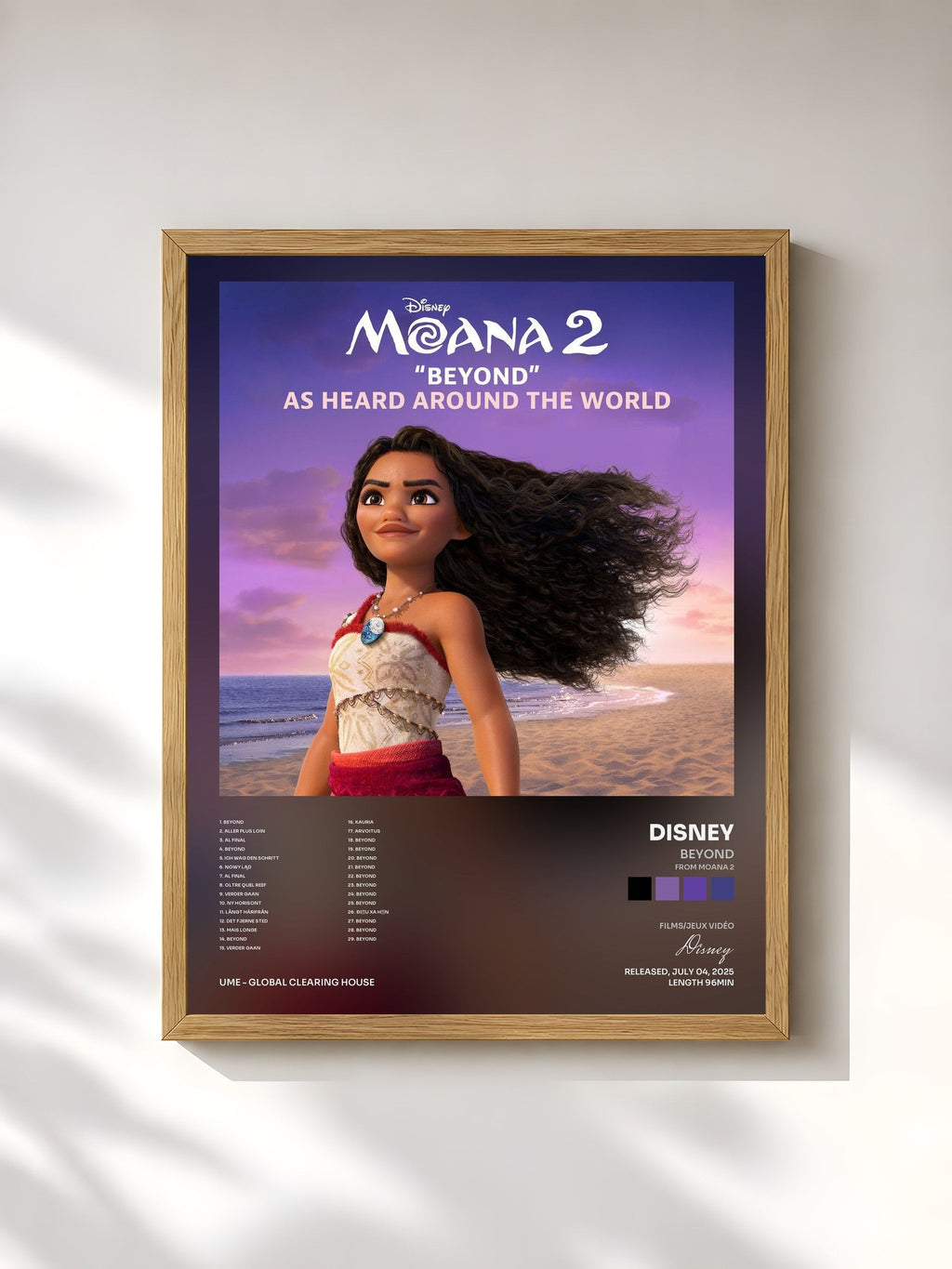 #bois Tableau de l'album Beyond (from Moana 2) de Disney, cadre en bois brut, imprimé et encadré en France