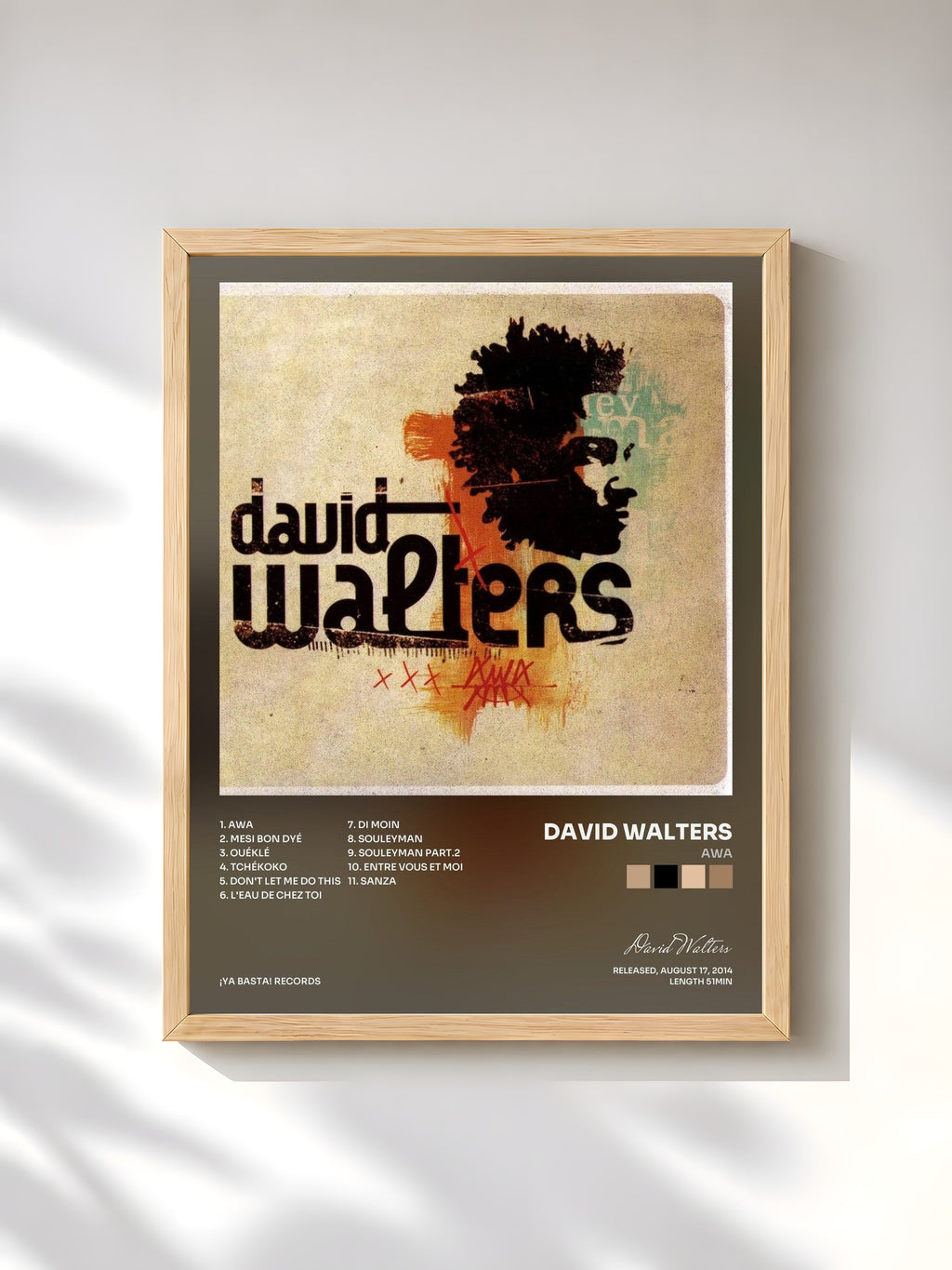 #bois Tableau de l'album Awa de David Walters, cadre en bois brut, imprimé et encadré en France