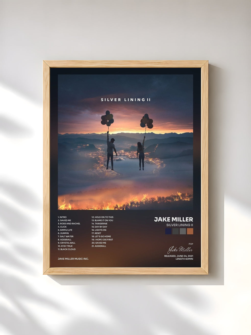 #bois Tableau de l'album Silver Lining II de Jake Miller, cadre en bois brut, imprimé et encadré en France